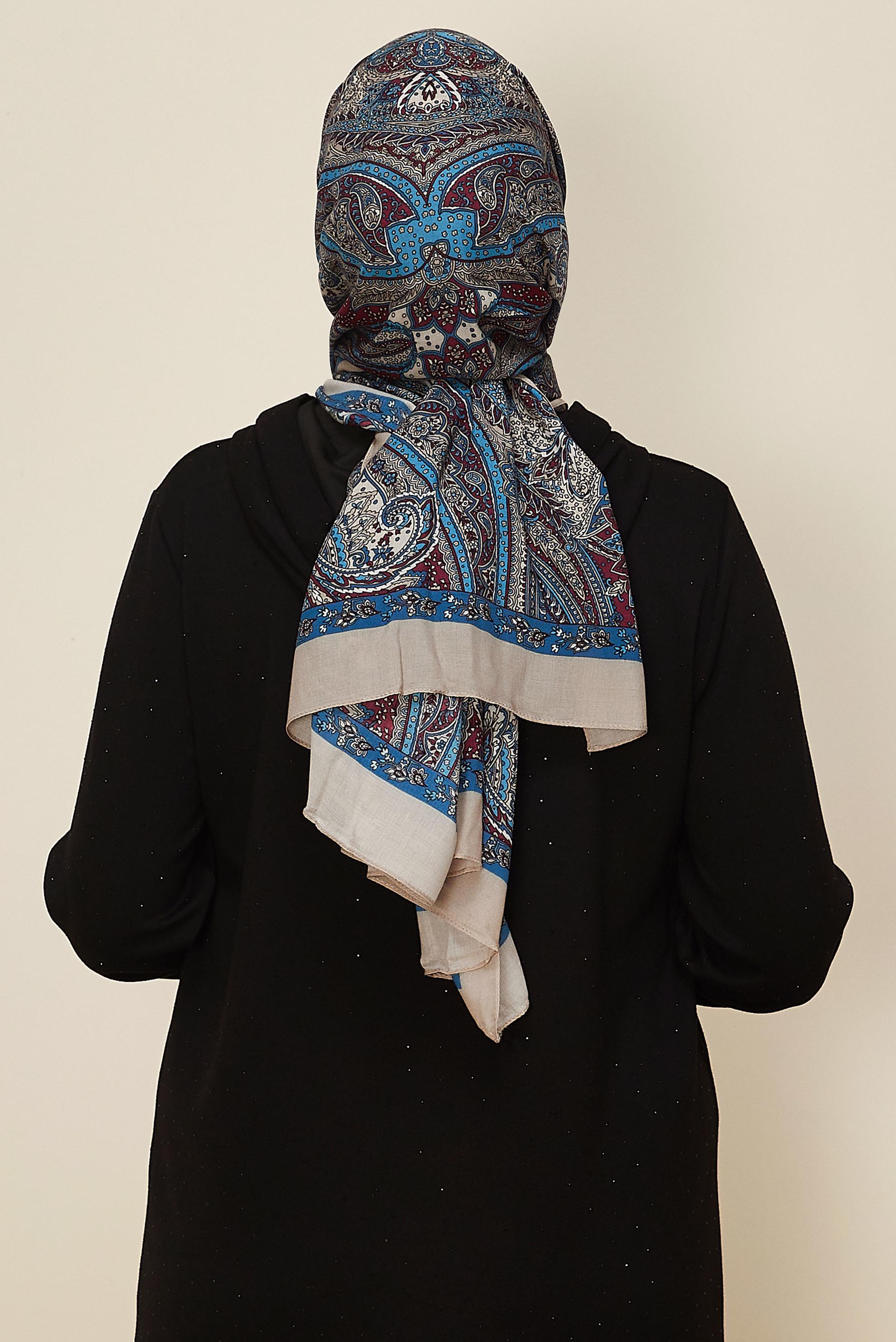 Vêtements hijab BEIGE CHÂLE À MOTIFS ALVINA 8546