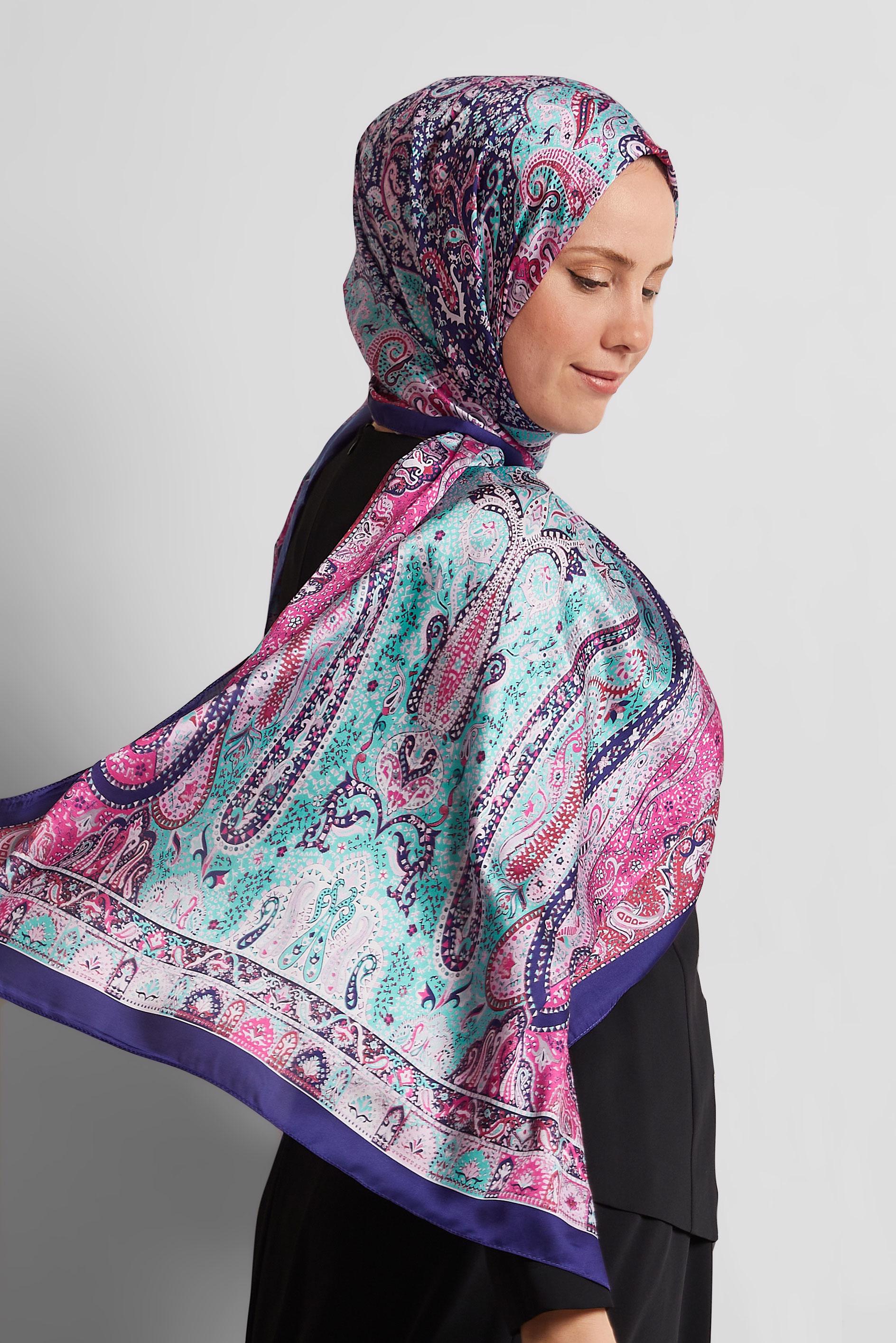 Tesettür giyim MOR ALVİNA DESENLİ ŞAL 8548