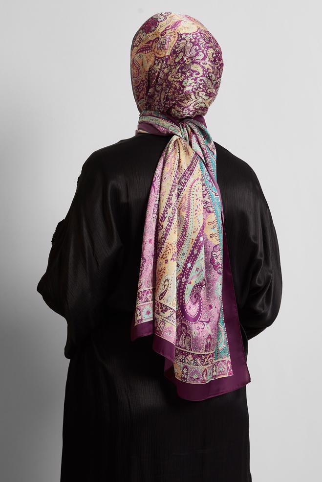 Tesettür giyim BEJ ALVİNA DESENLİ ŞAL 8548 - ALVİNA