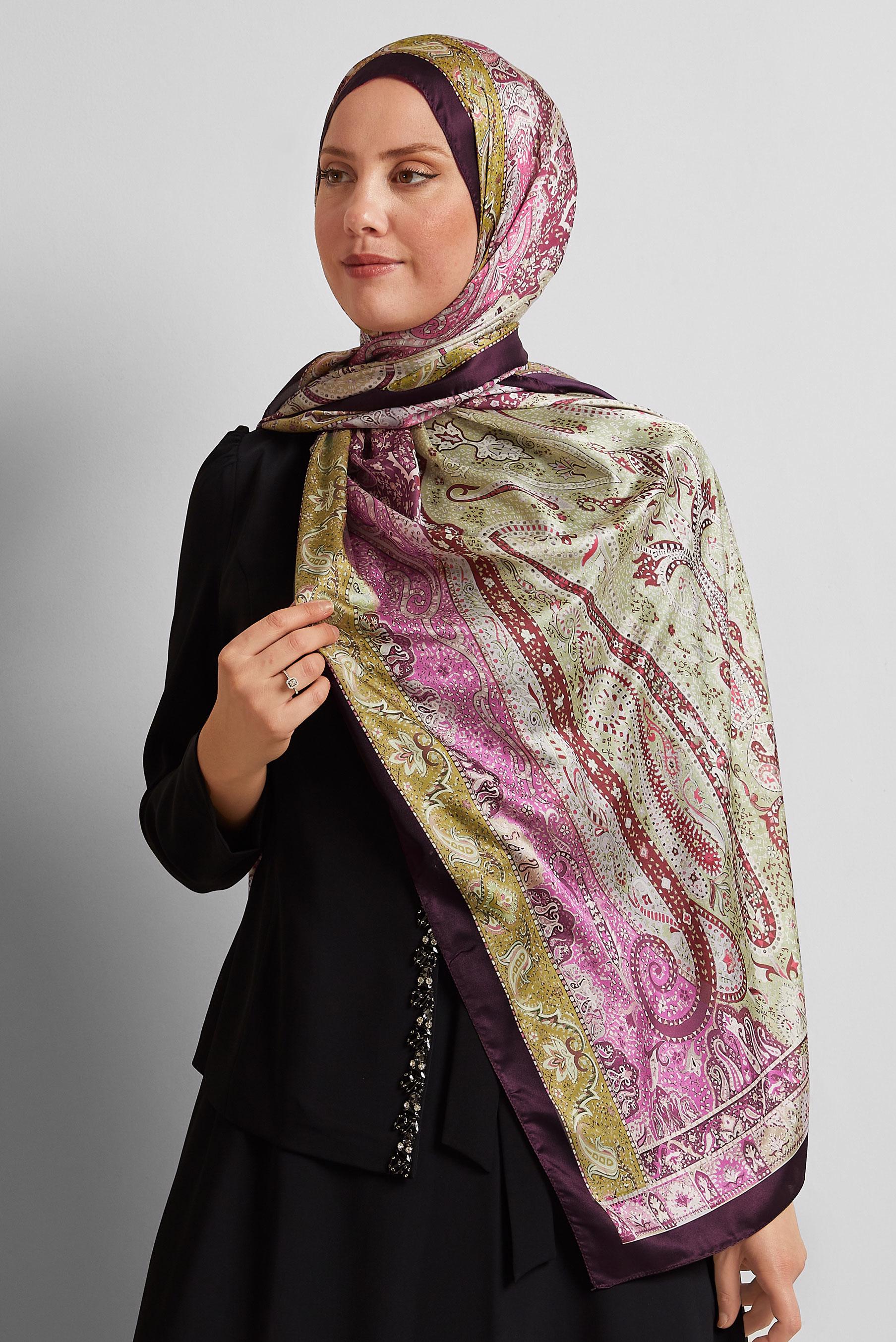 Tesettür giyim KAHVE ALVİNA DESENLİ ŞAL 8548