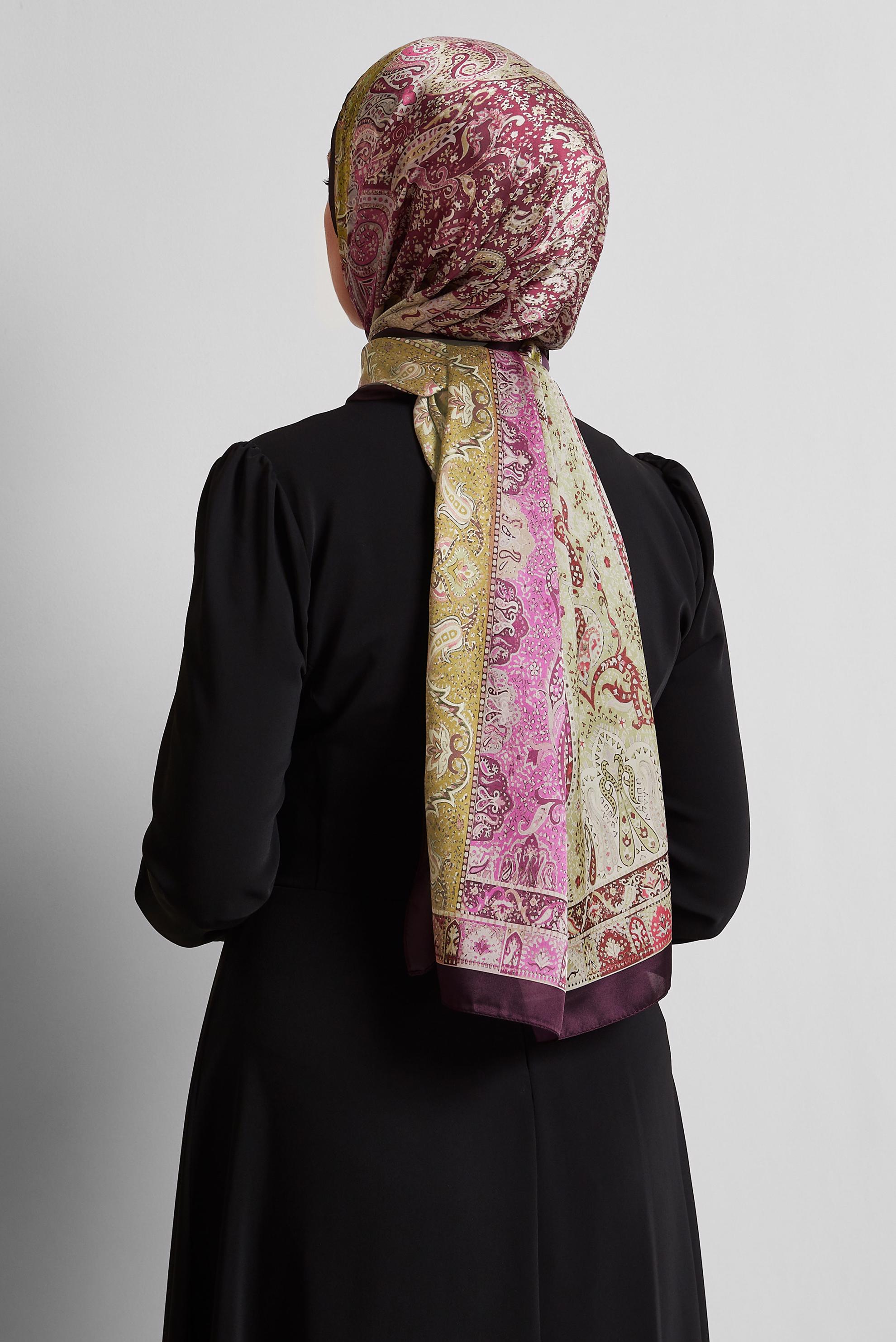 Tesettür giyim KAHVE ALVİNA DESENLİ ŞAL 8548