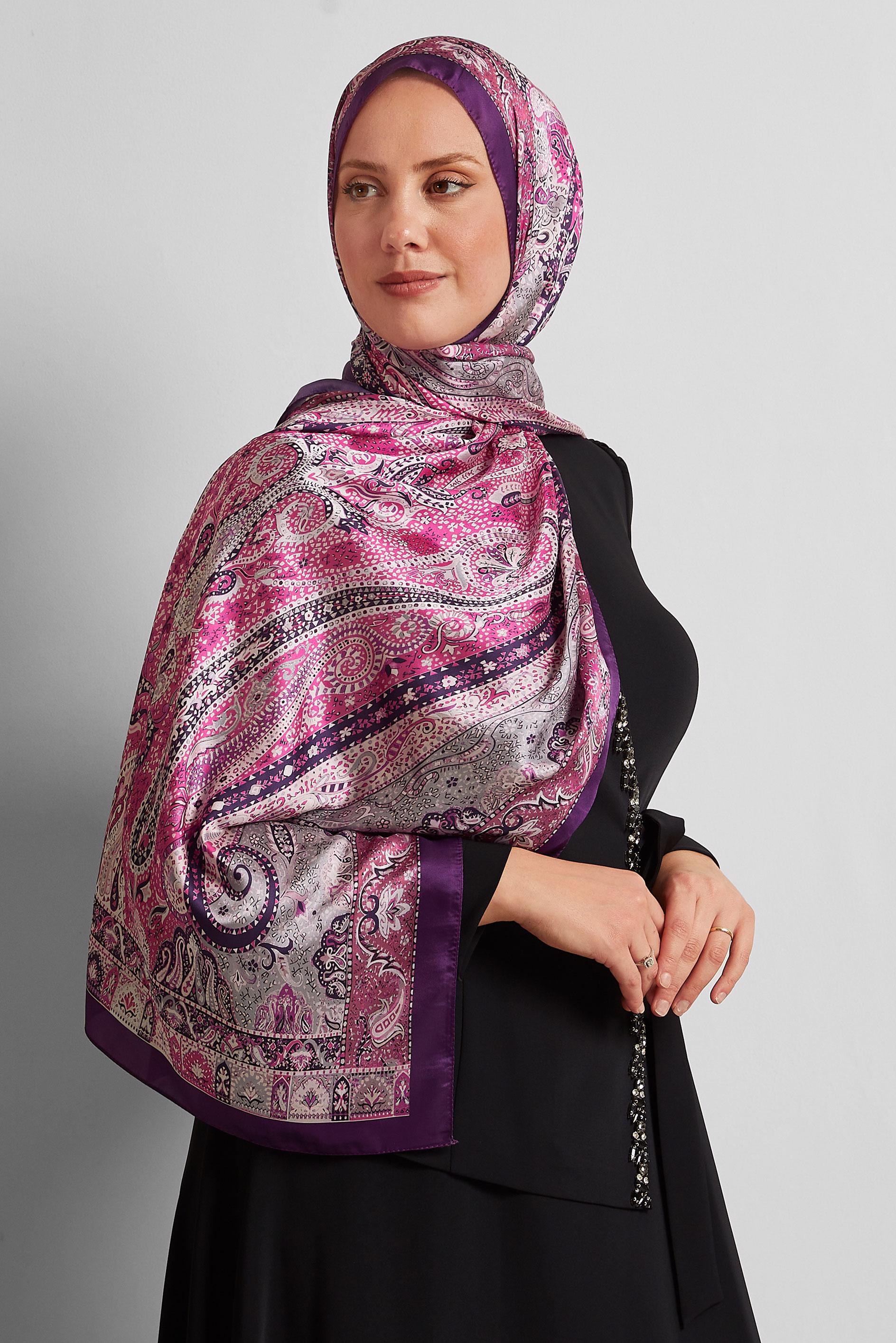Tesettür giyim MÜRDÜM ALVİNA DESENLİ ŞAL 8548