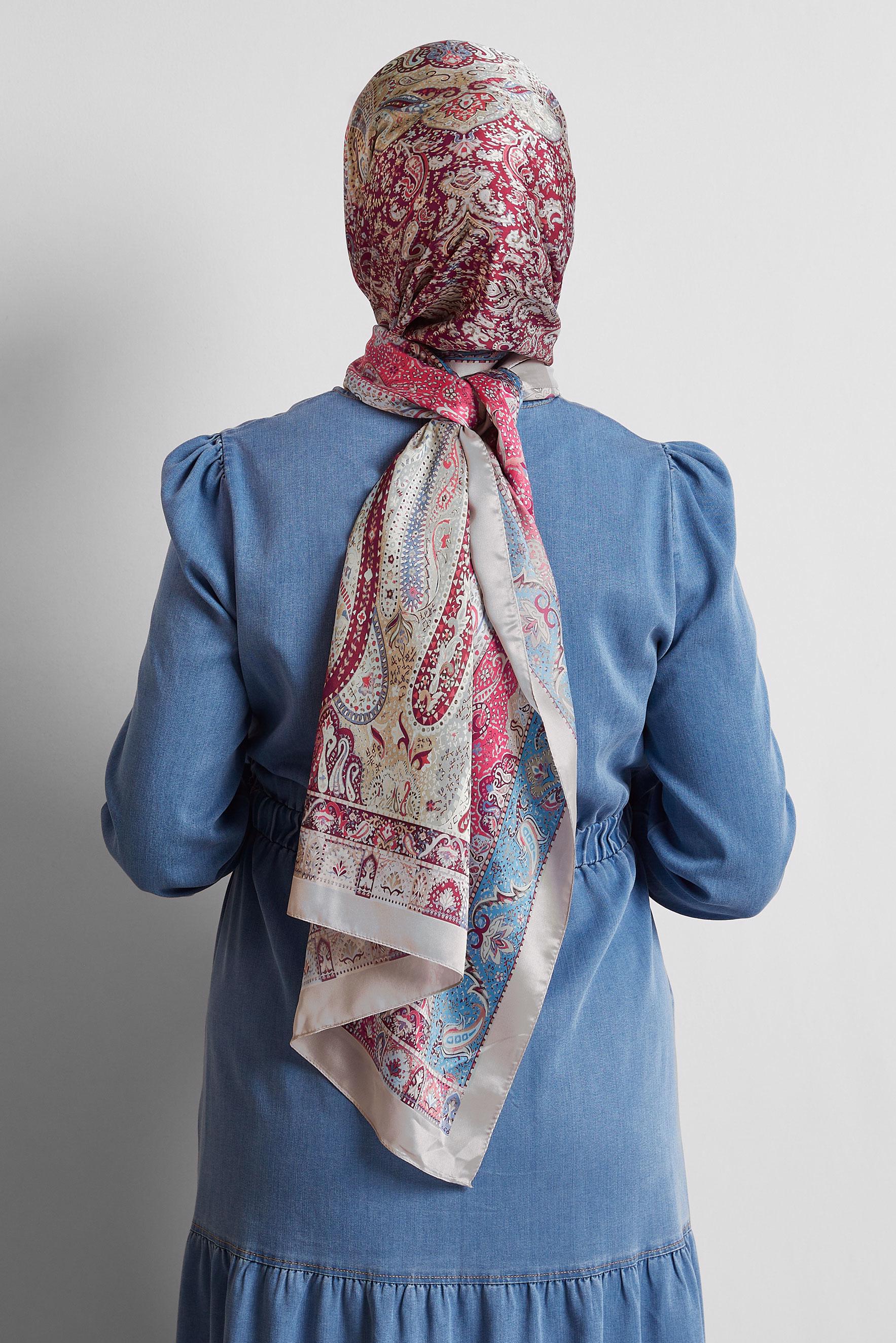 Tesettür giyim EKRU ALVİNA DESENLİ ŞAL 8548