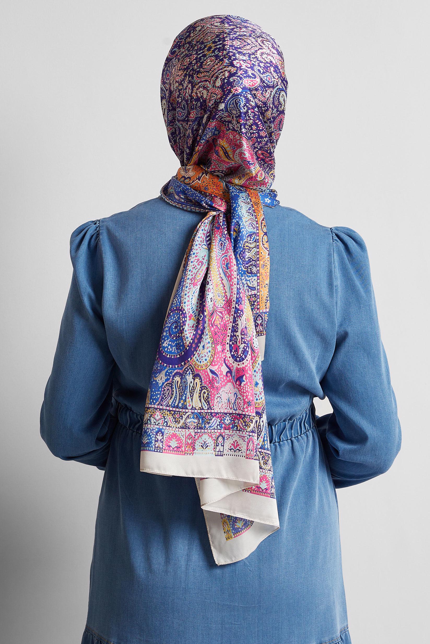 Tesettür giyim LACİVERT ALVİNA DESENLİ ŞAL 8548