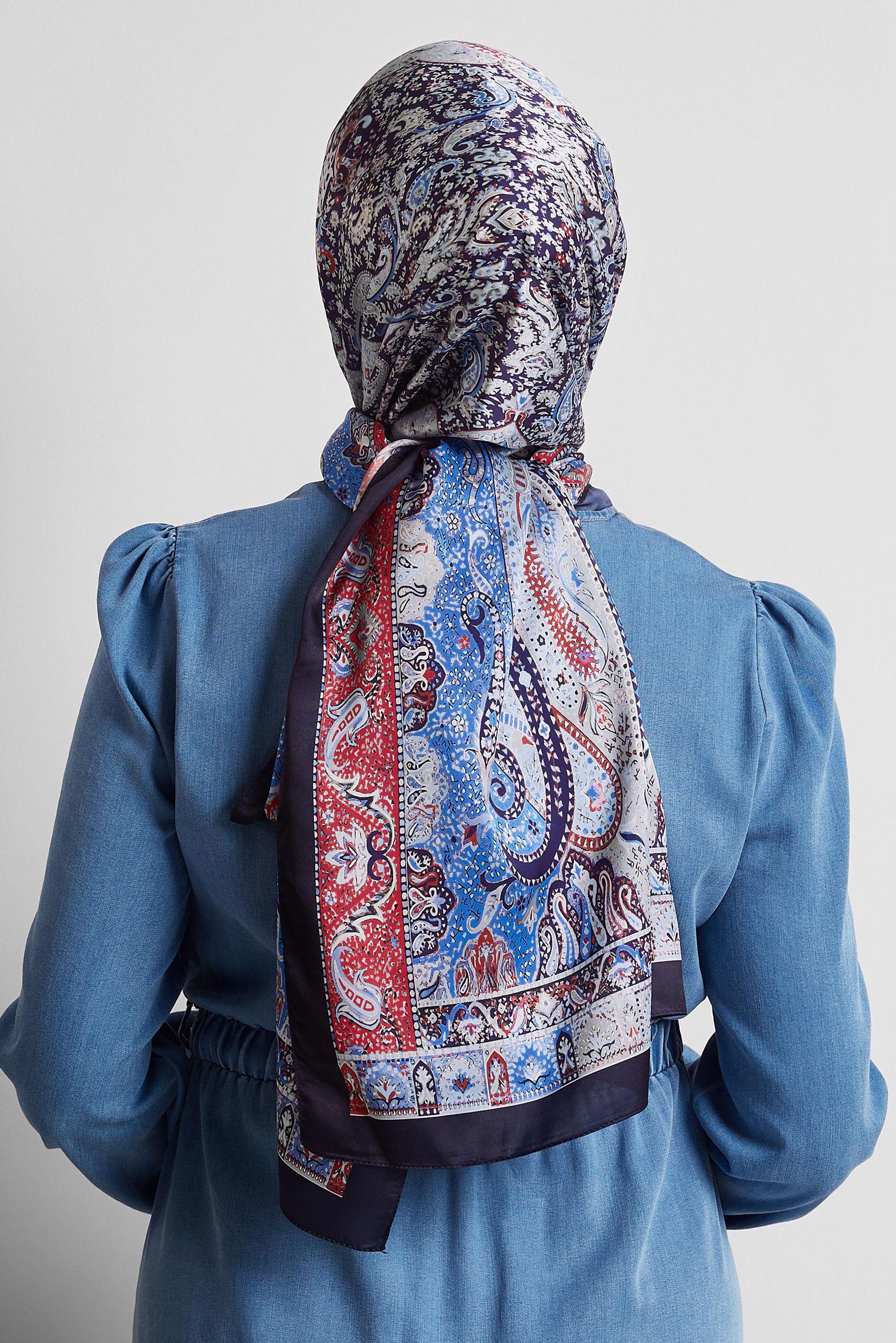 Tesettür giyim LACİVERT ALVİNA DESENLİ ŞAL 8548