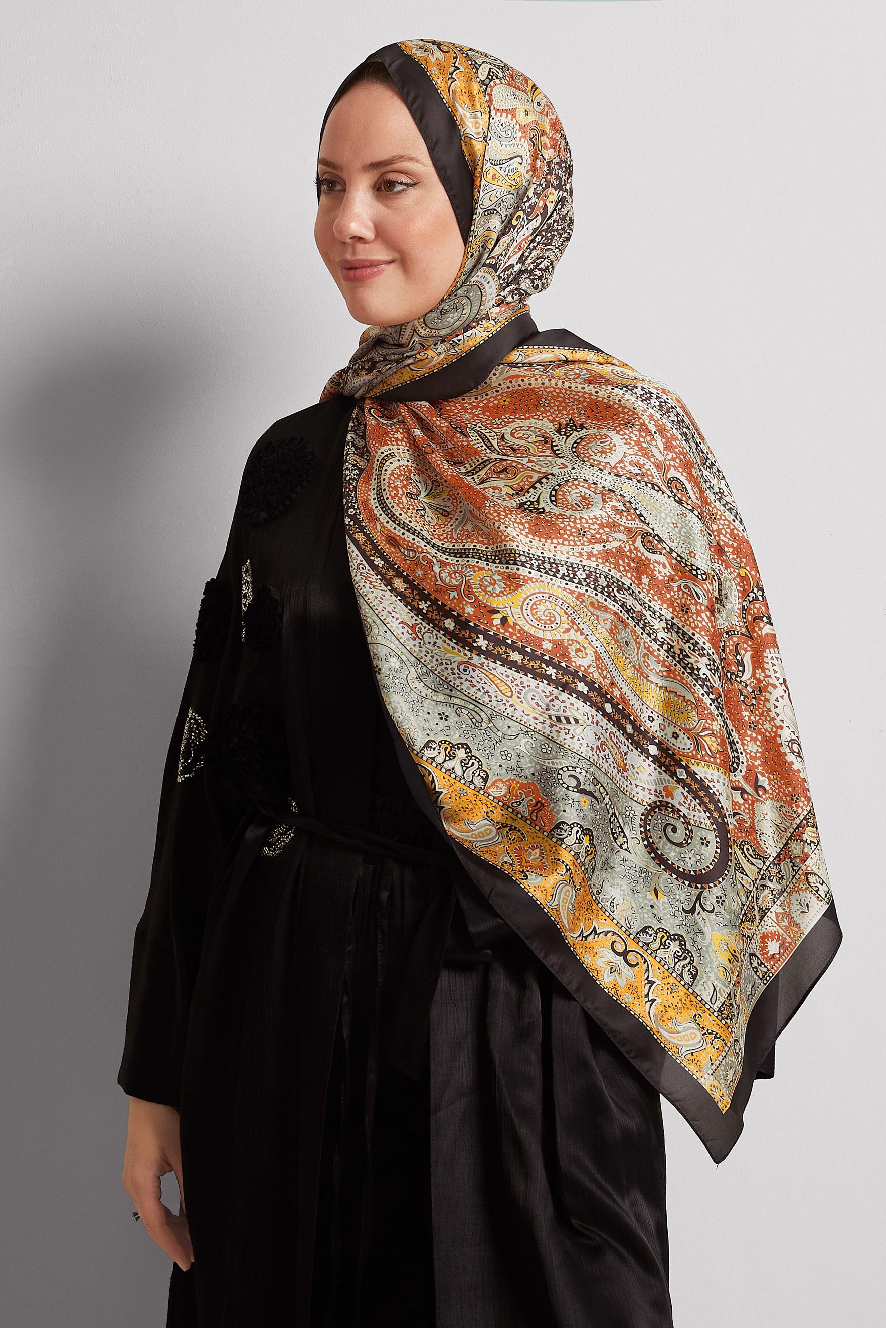 Tesettür giyim SİYAH ALVİNA DESENLİ ŞAL 8548
