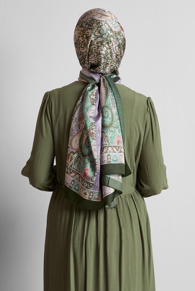 Tesettür giyim BEJ ALVİNA DESENLİ ŞAL 8548 - ALVİNA