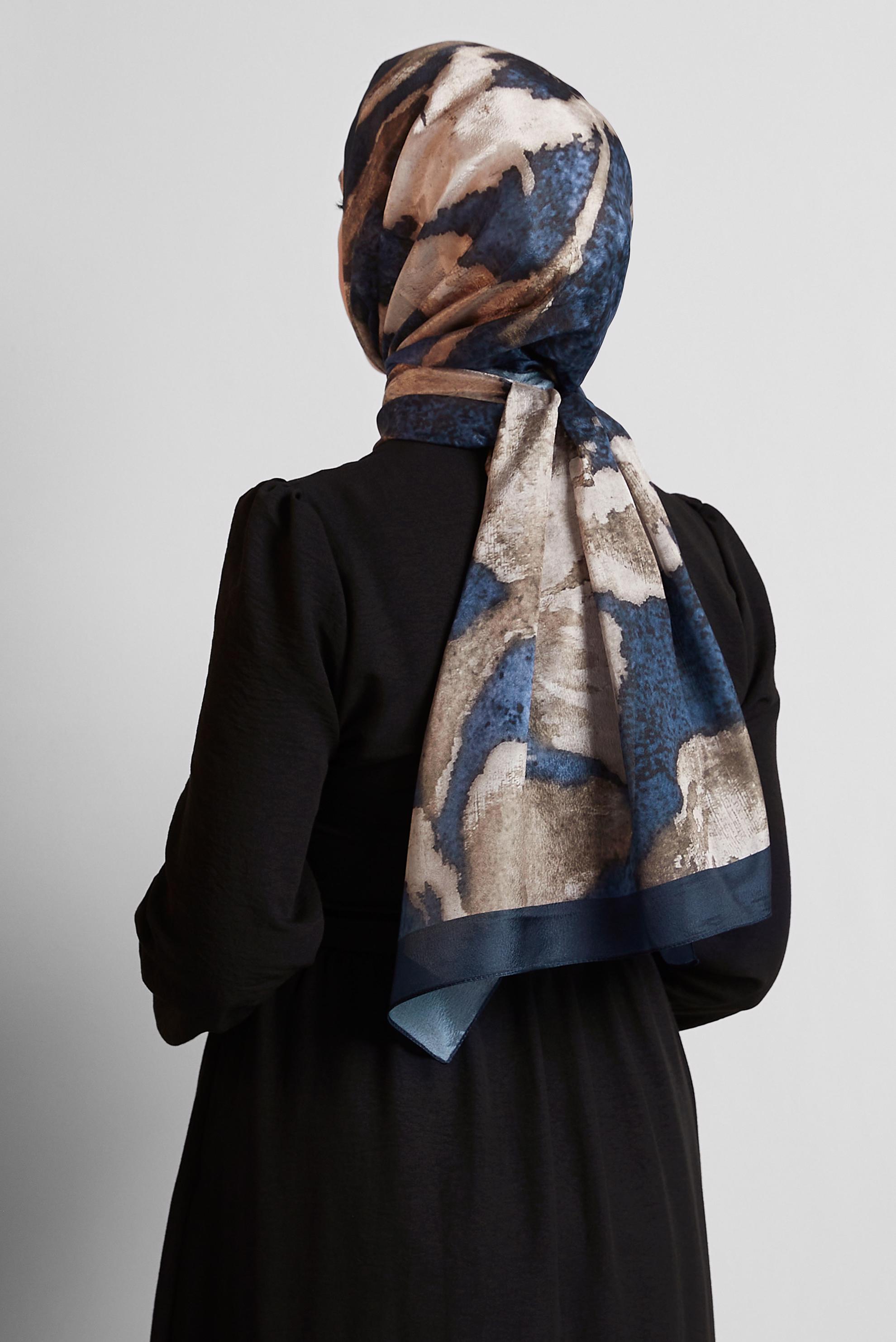 Tesettür giyim LACİVERT ALVİNA DESENLİ ŞAL 8549