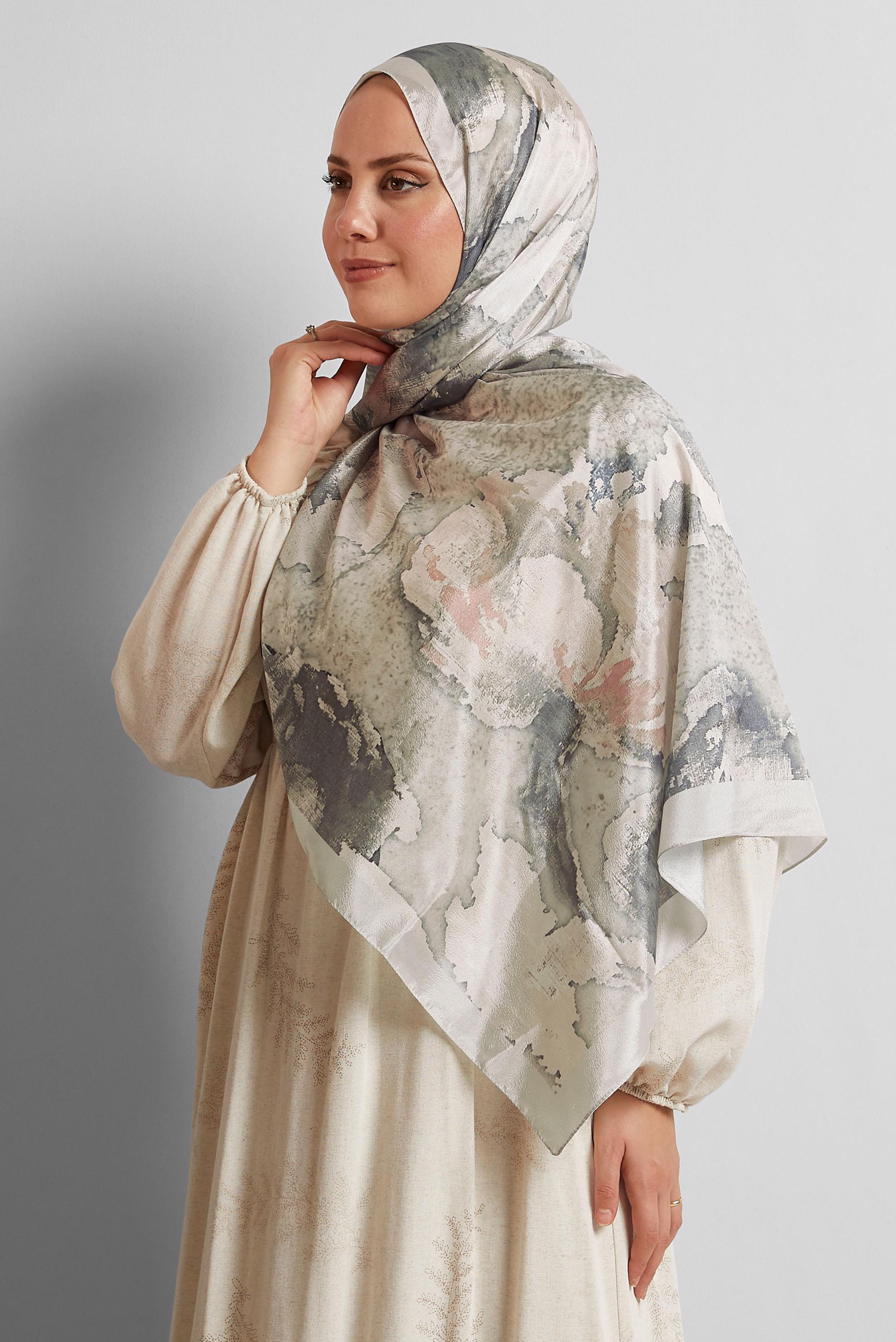 Tesettür giyim PUDRA ALVİNA DESENLİ ŞAL 8549