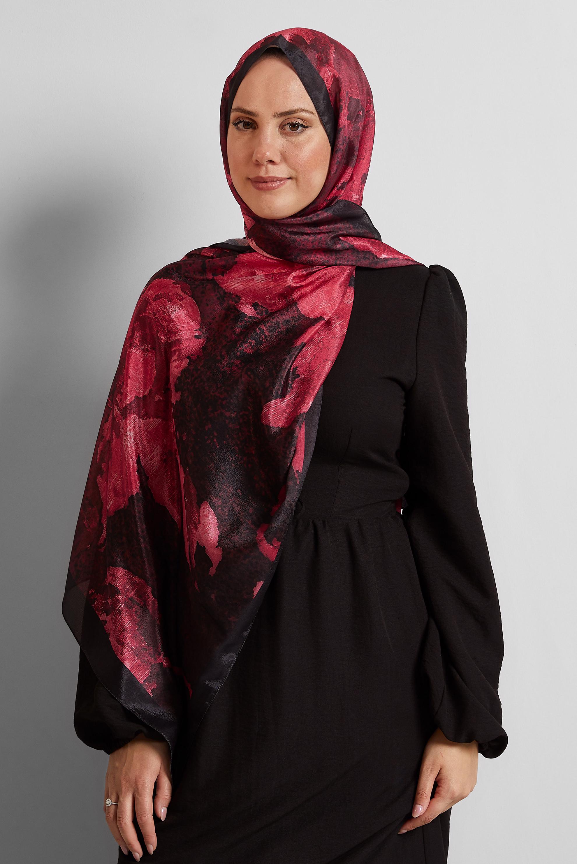 Tesettür giyim SİYAH ALVİNA DESENLİ ŞAL 8549