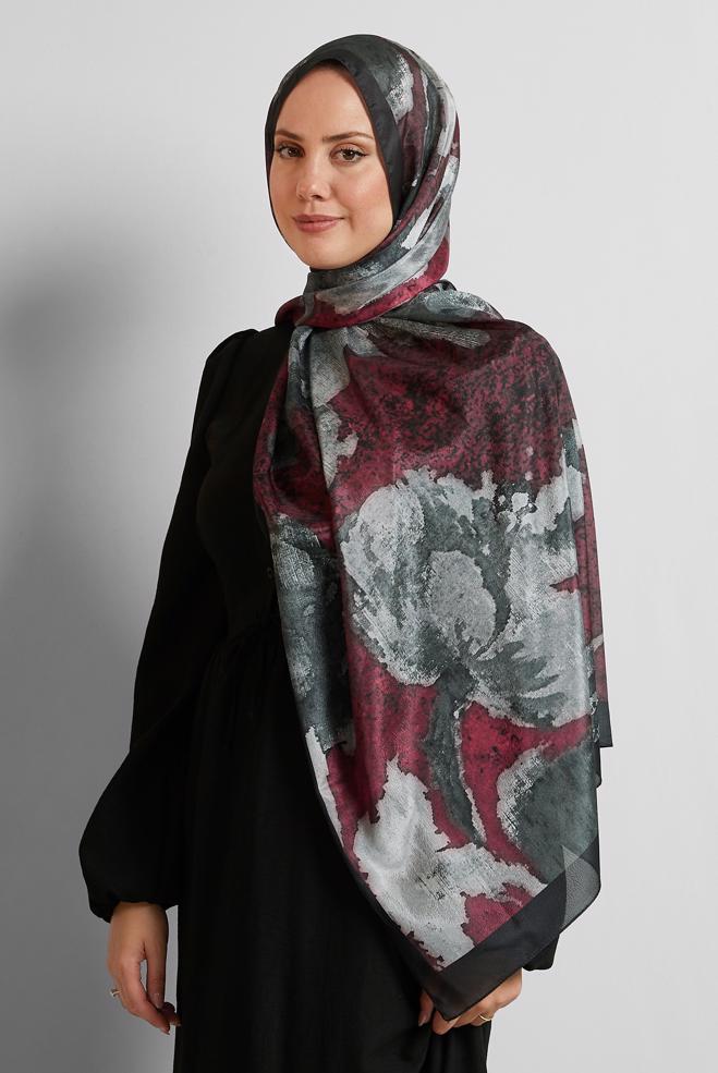 Tesettür giyim SİYAH ALVİNA DESENLİ ŞAL 8549 - ALVİNA