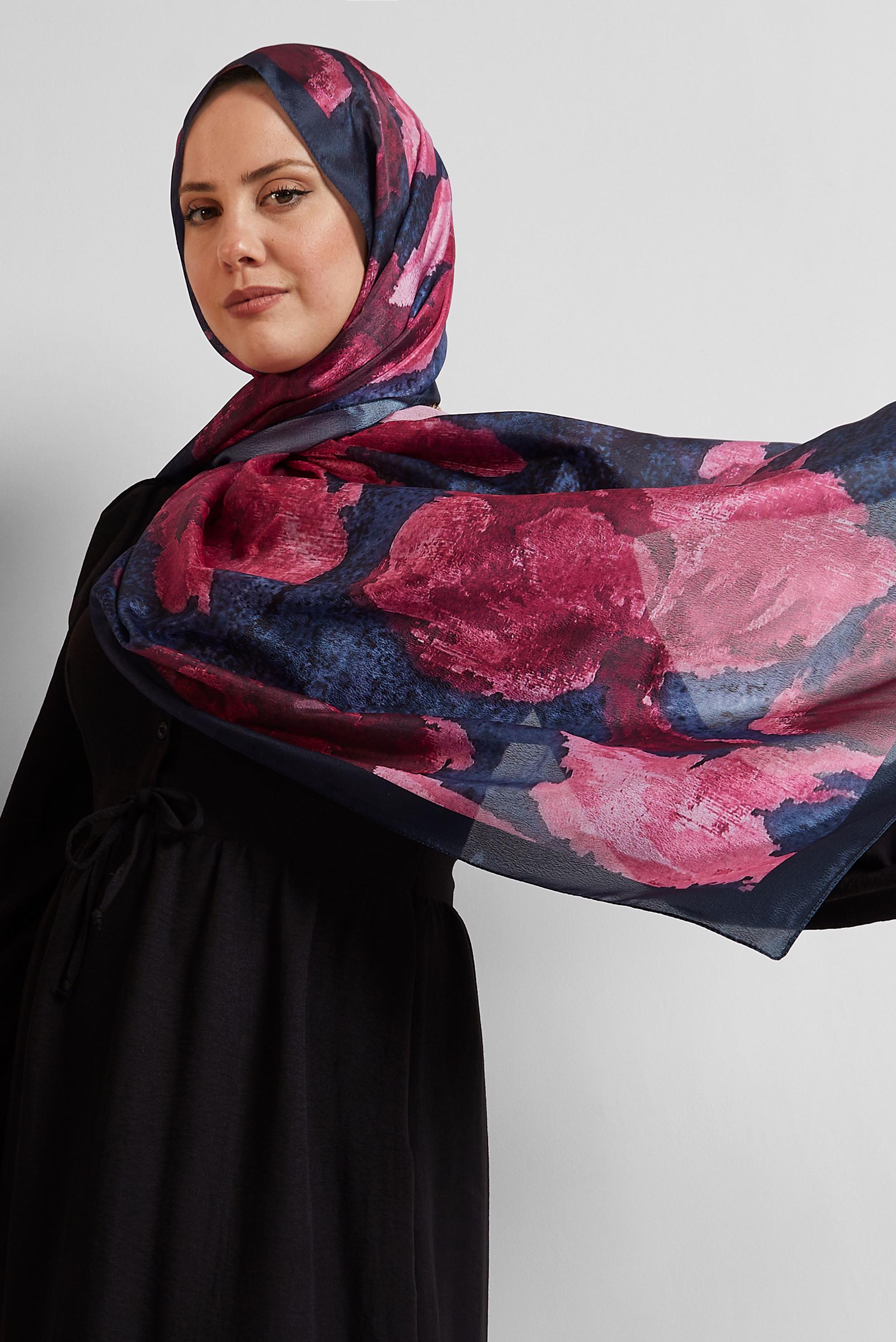 Tesettür giyim SİYAH ALVİNA DESENLİ ŞAL 8549