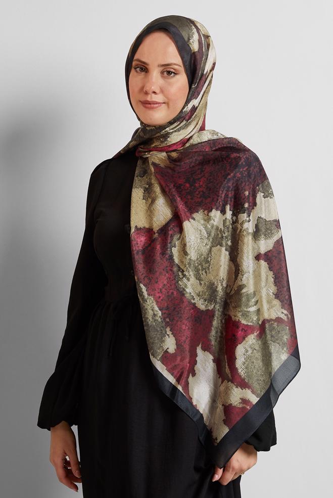 Tesettür giyim SİYAH ALVİNA DESENLİ ŞAL 8549 - ALVİNA