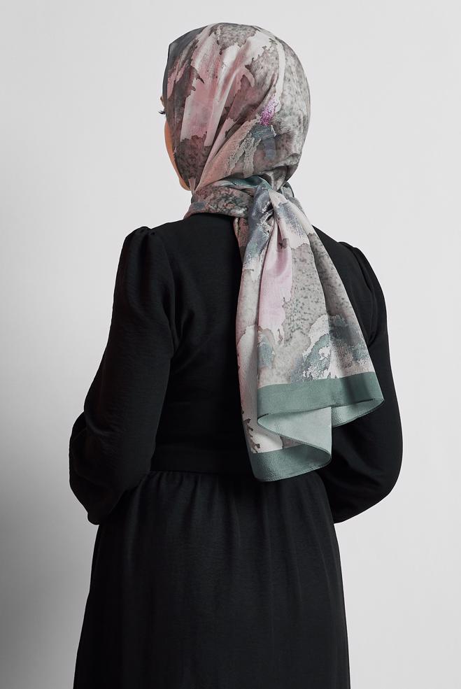 Tesettür giyim GRİ ALVİNA DESENLİ ŞAL 8549 - ALVİNA