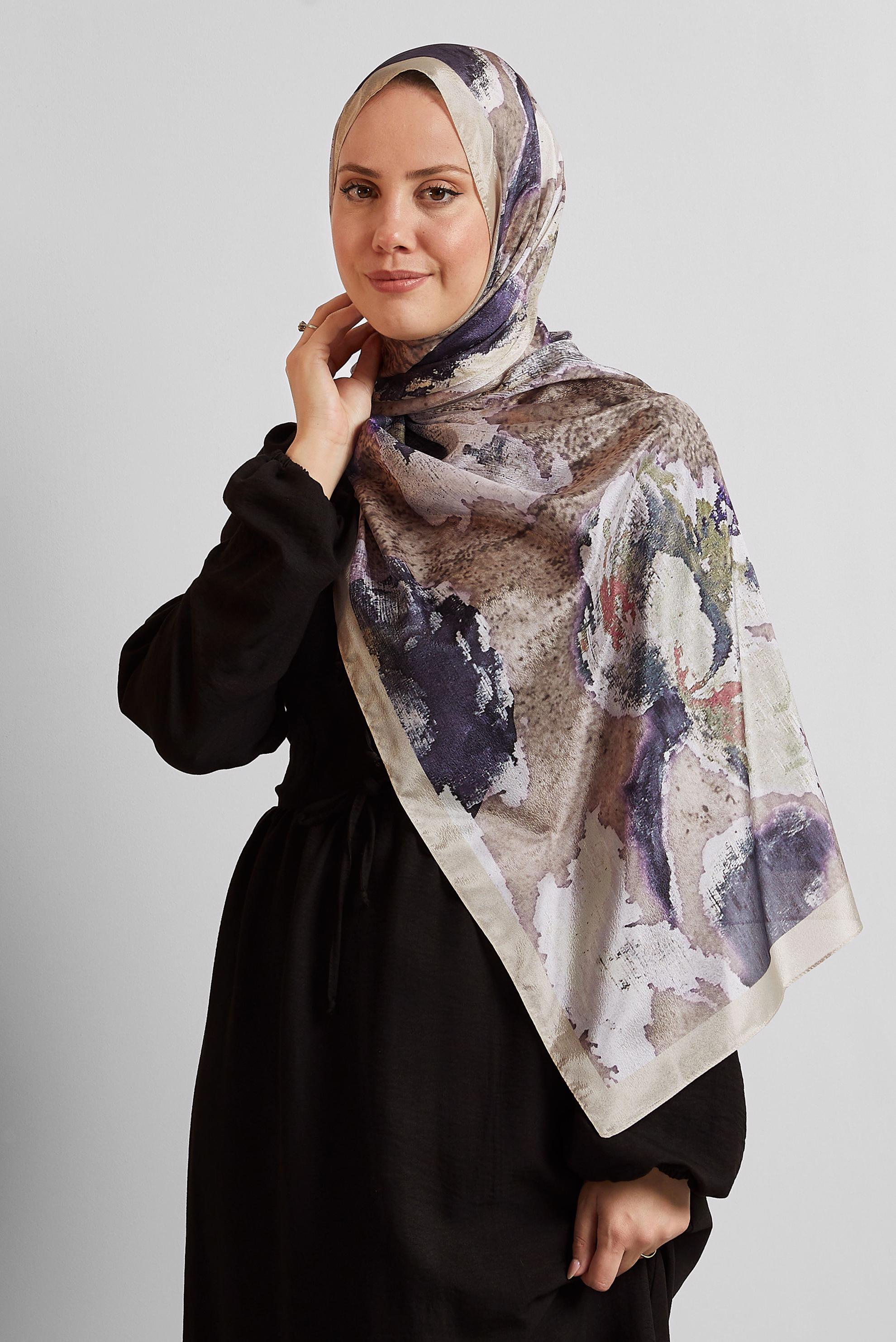 Tesettür giyim KUM ALVİNA DESENLİ ŞAL 8549