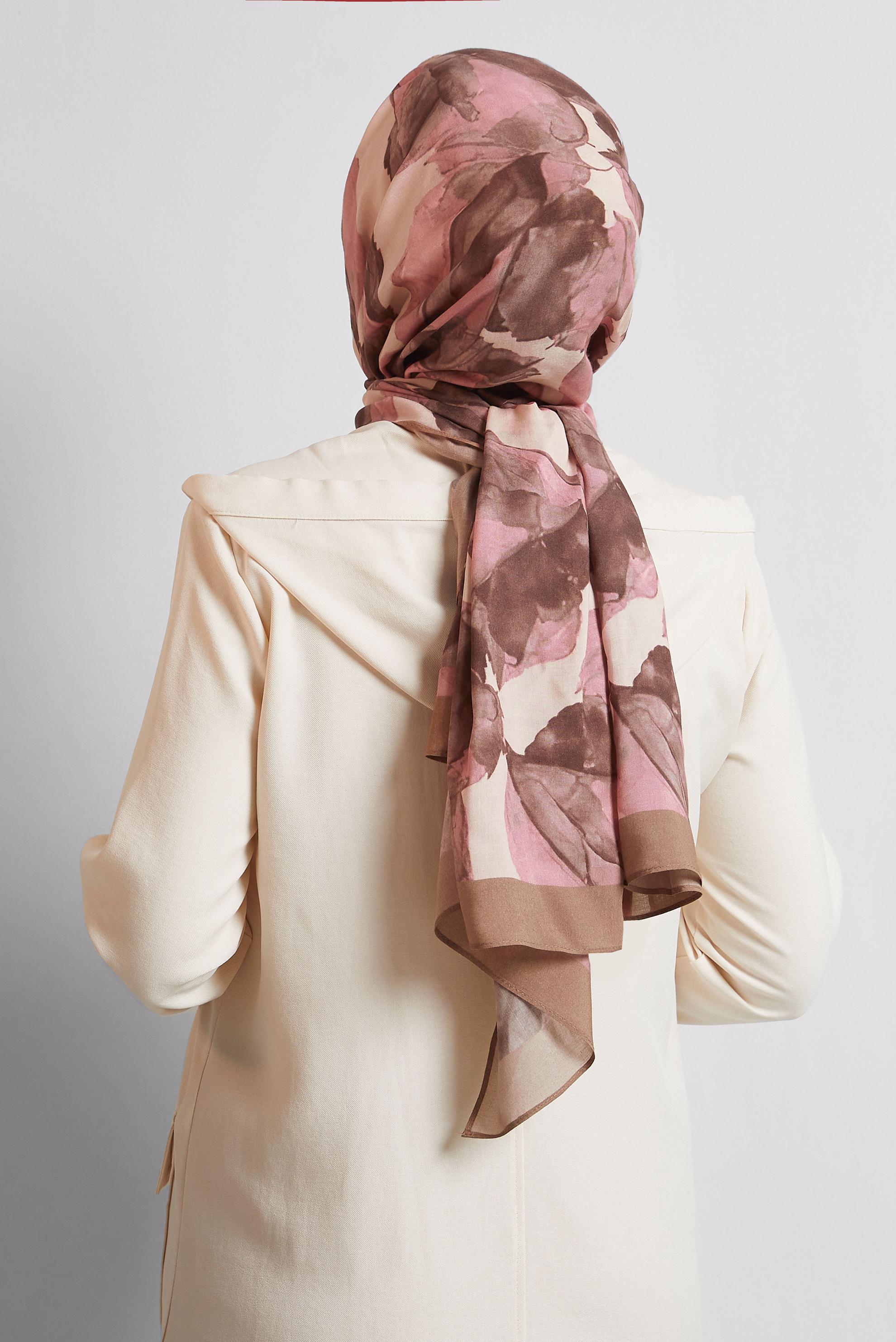 Tesettür giyim KAHVE ALVİNA DESENLİ ŞAL 8550