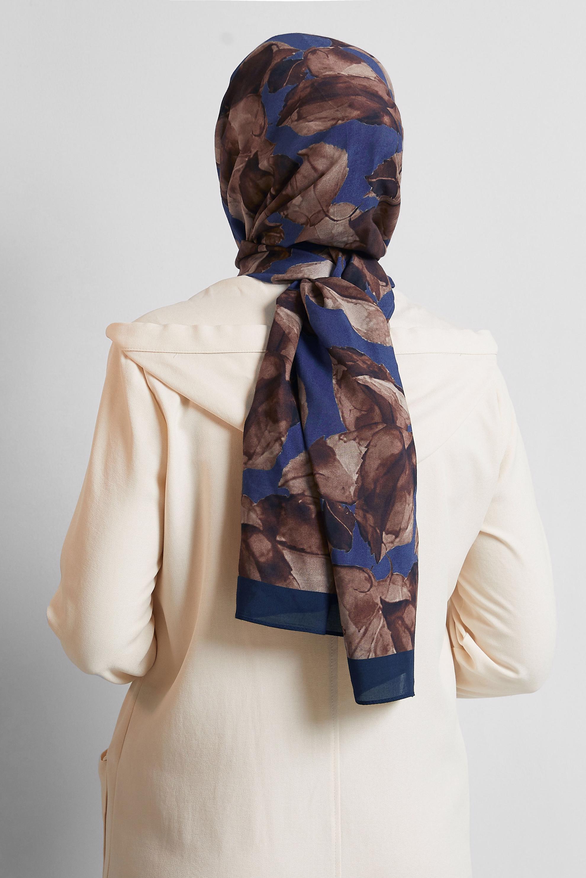 Tesettür giyim LACİVERT ALVİNA DESENLİ ŞAL 8550