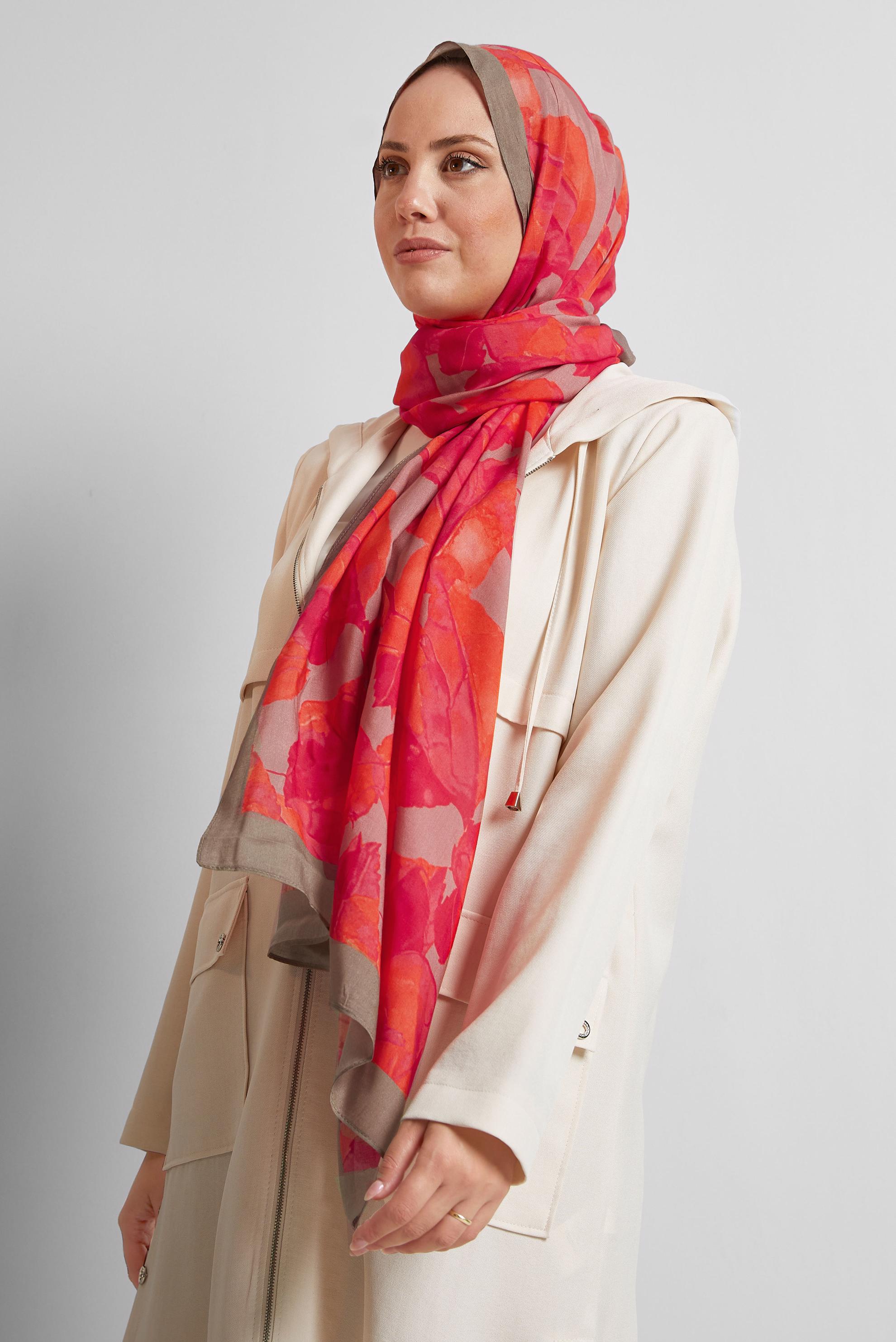 Tesettür giyim VİZON ALVİNA DESENLİ ŞAL 8550