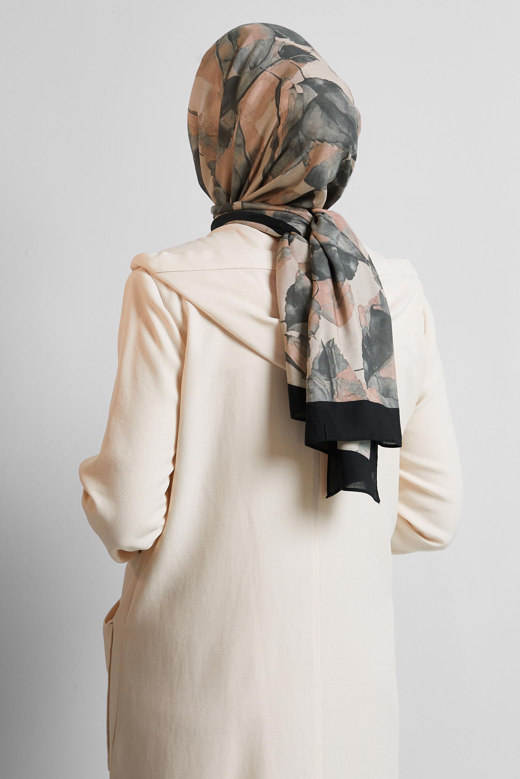 Tesettür giyim SİYAH ALVİNA DESENLİ ŞAL 8550