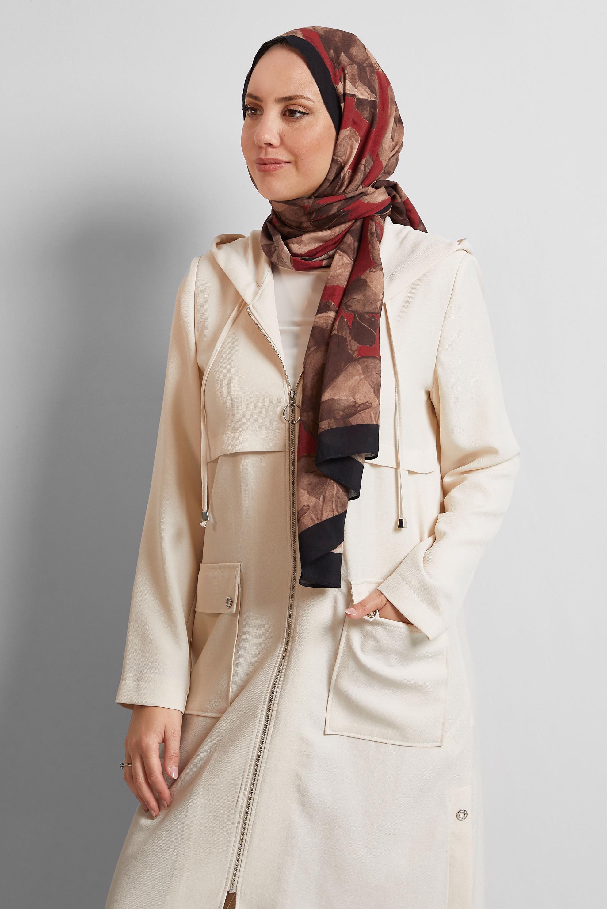 Tesettür giyim SİYAH ALVİNA DESENLİ ŞAL 8550