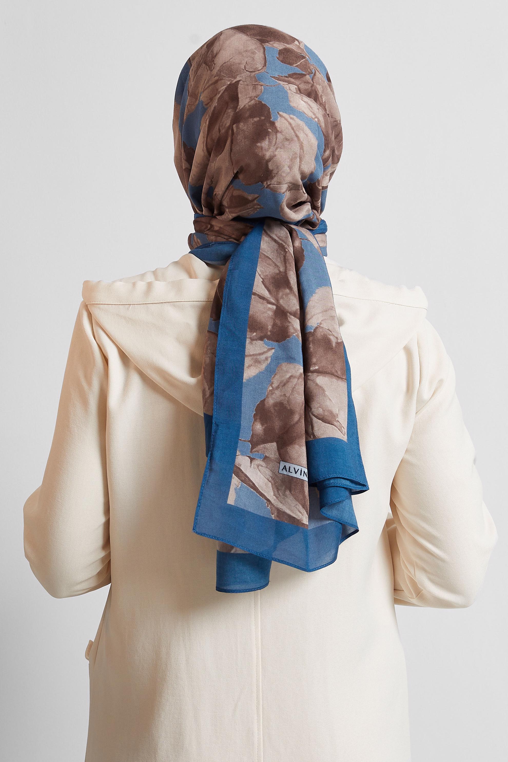 Tesettür giyim LACİVERT ALVİNA DESENLİ ŞAL 8550