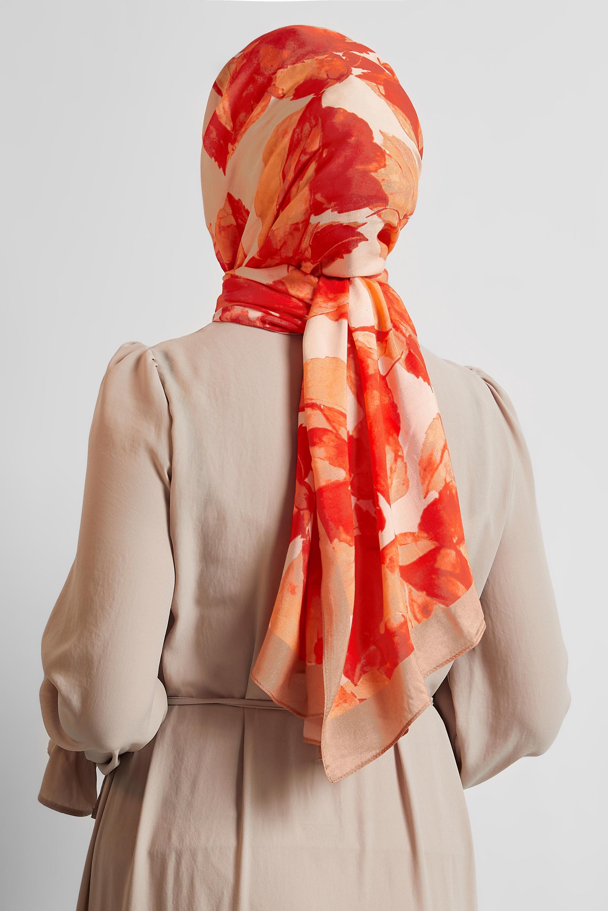 Tesettür giyim KAHVE ALVİNA DESENLİ ŞAL 8550