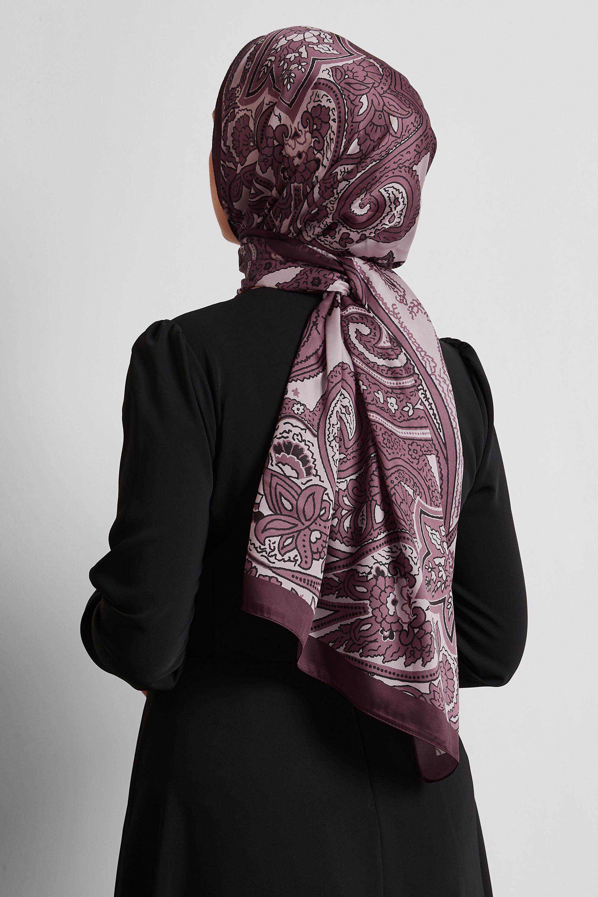 Tesettür giyim MÜRDÜM ALVİNA ETNİK DESENLİ ŞAL 8553