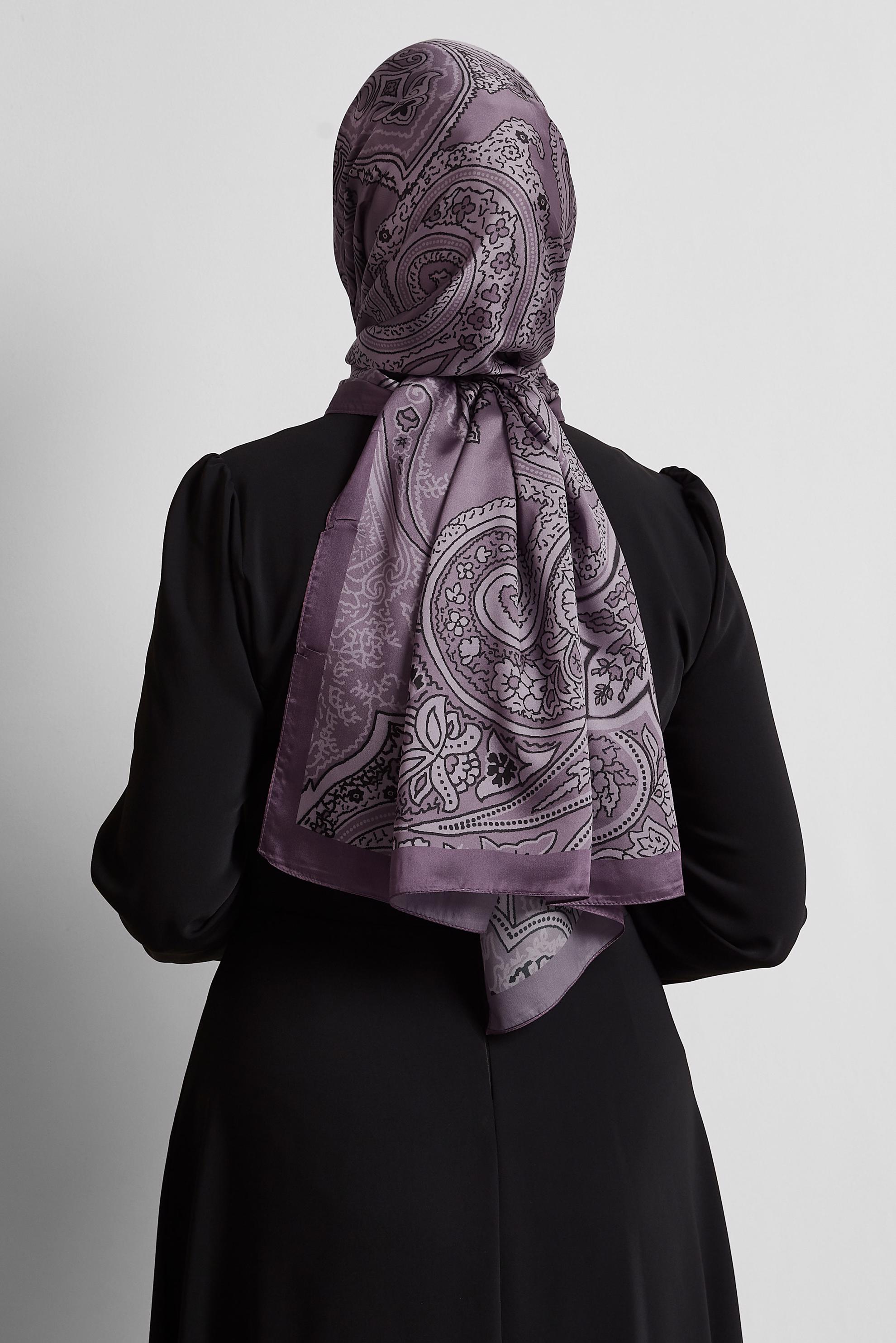 Tesettür giyim MOR ALVİNA ETNİK DESENLİ ŞAL 8553