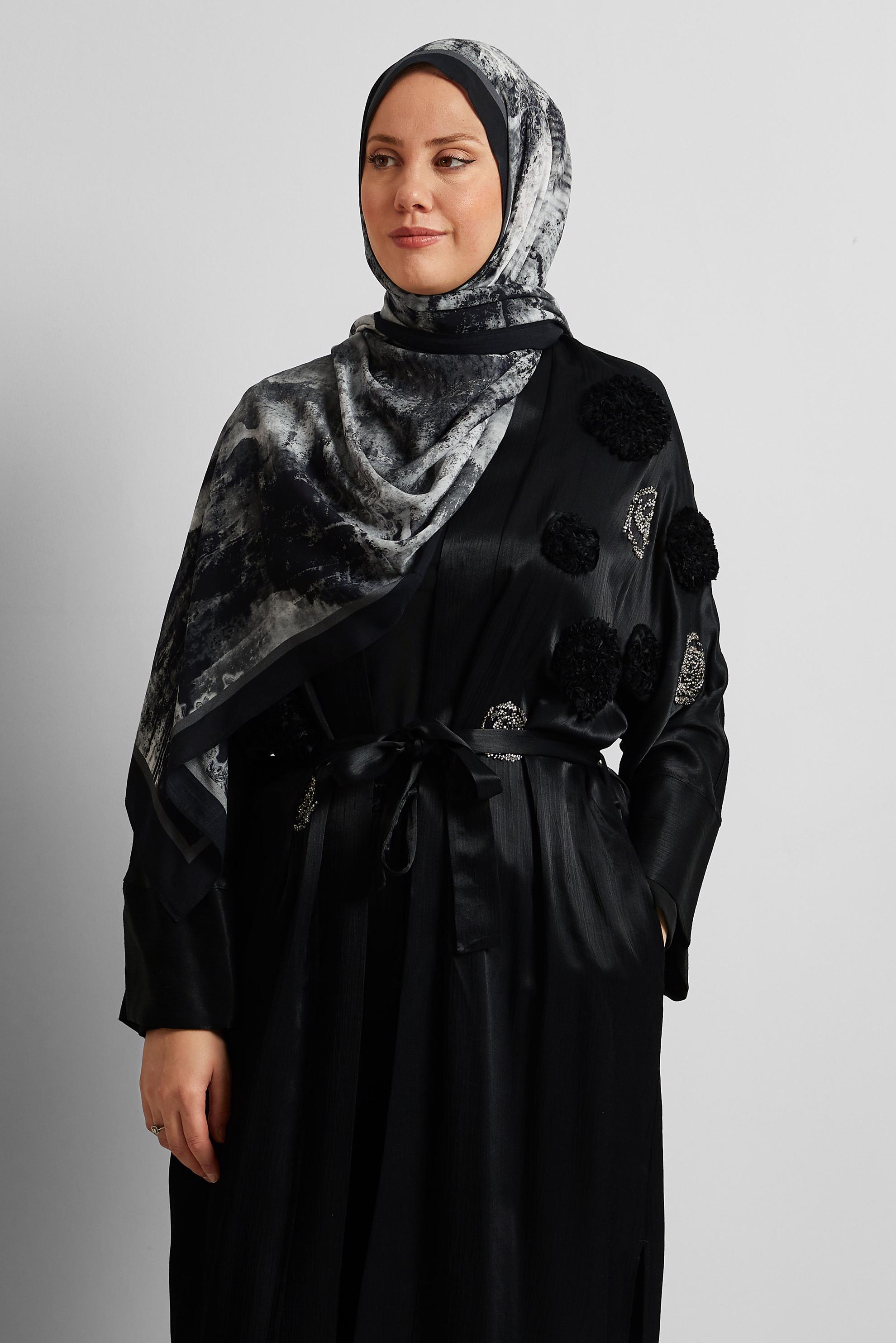 Tesettür giyim SİYAH ALVİNA PAMUK VİSKON ŞAL 8554