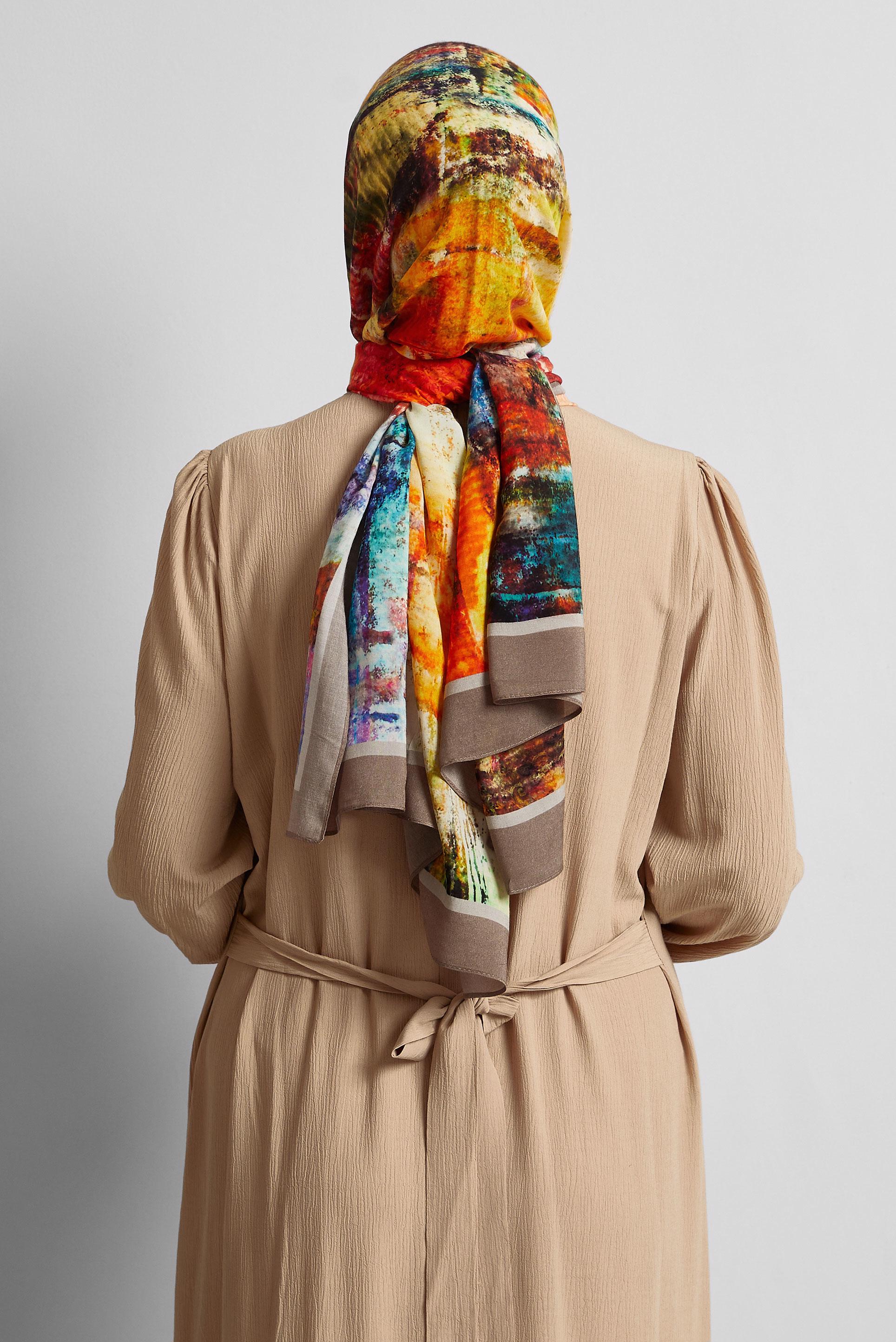 Tesettür giyim BEJ ALVİNA PAMUK VİSKON ŞAL 8554