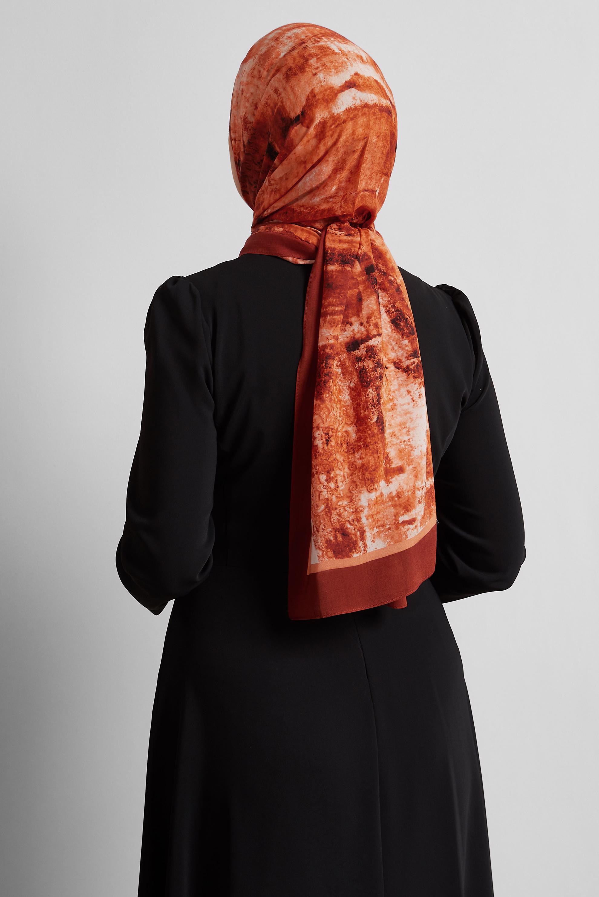 Tesettür giyim TURUNCU ALVİNA PAMUK VİSKON ŞAL 8554