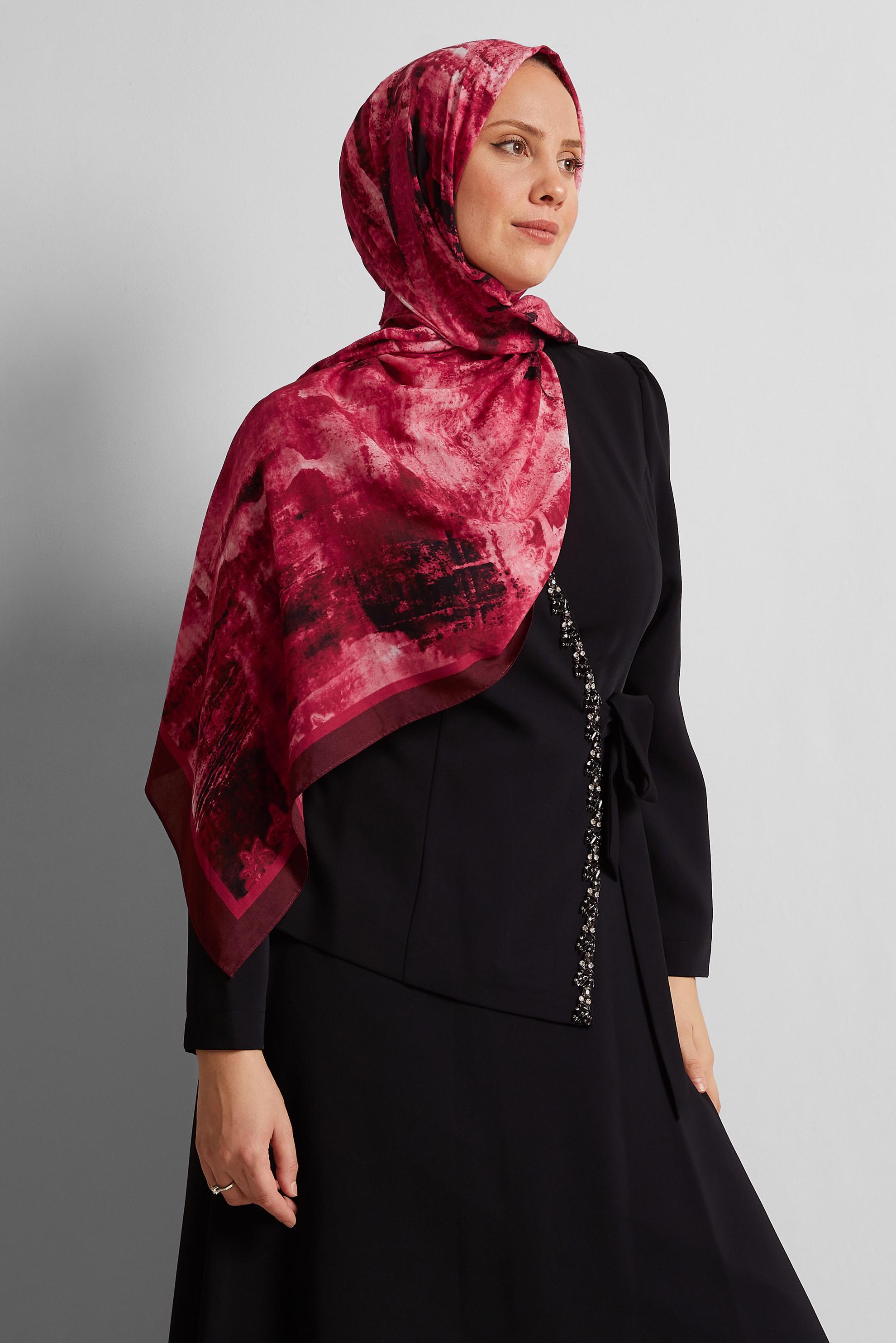 Tesettür giyim FUŞYA ALVİNA PAMUK VİSKON ŞAL 8554