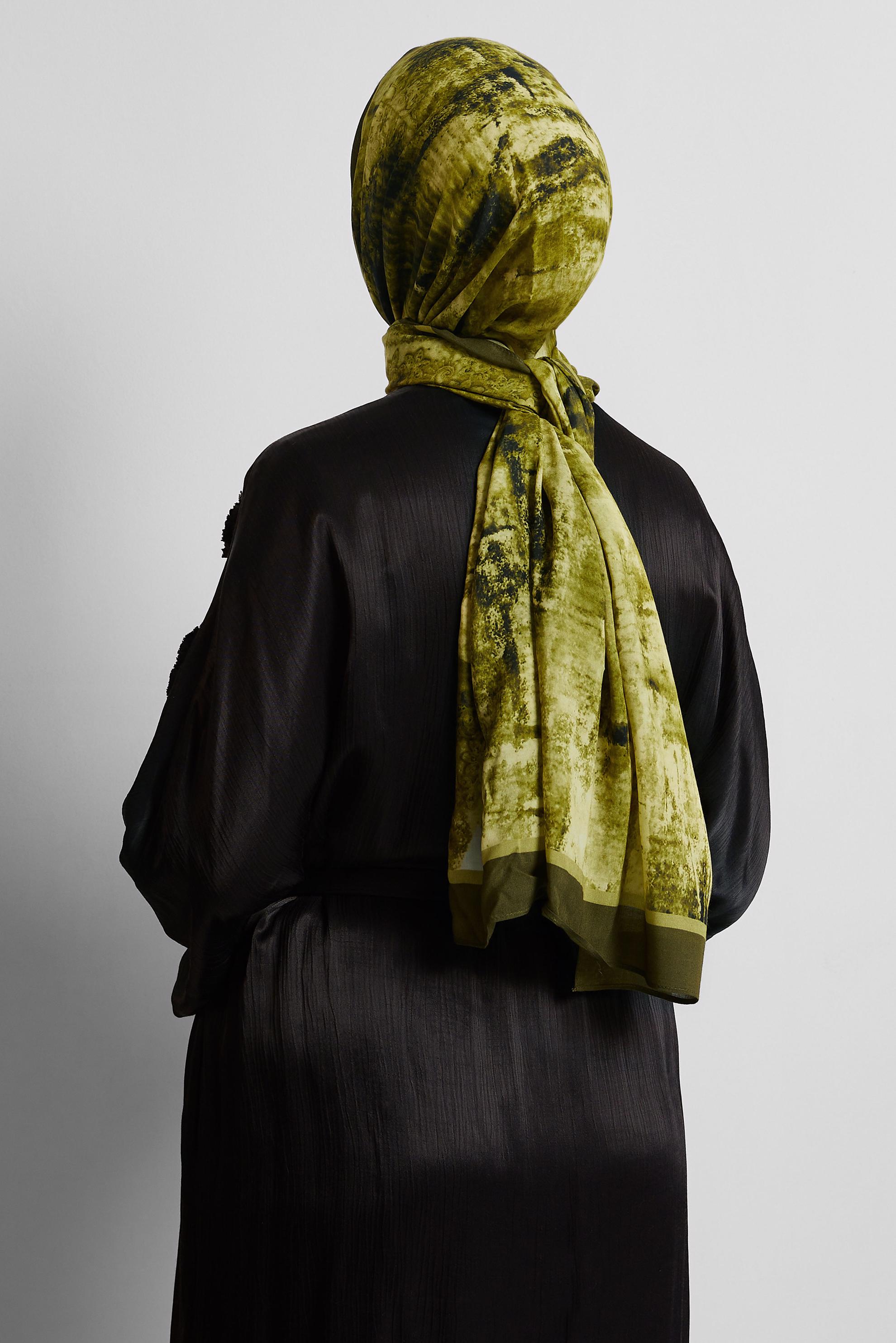 Tesettür giyim HAKİ ALVİNA PAMUK VİSKON ŞAL 8554