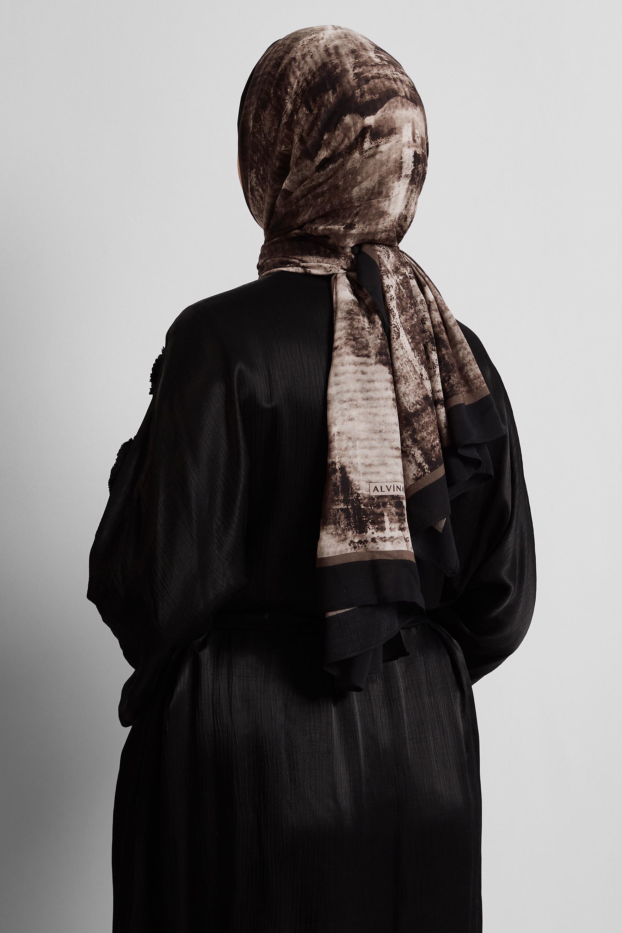 Tesettür giyim KAHVE ALVİNA PAMUK VİSKON ŞAL 8554