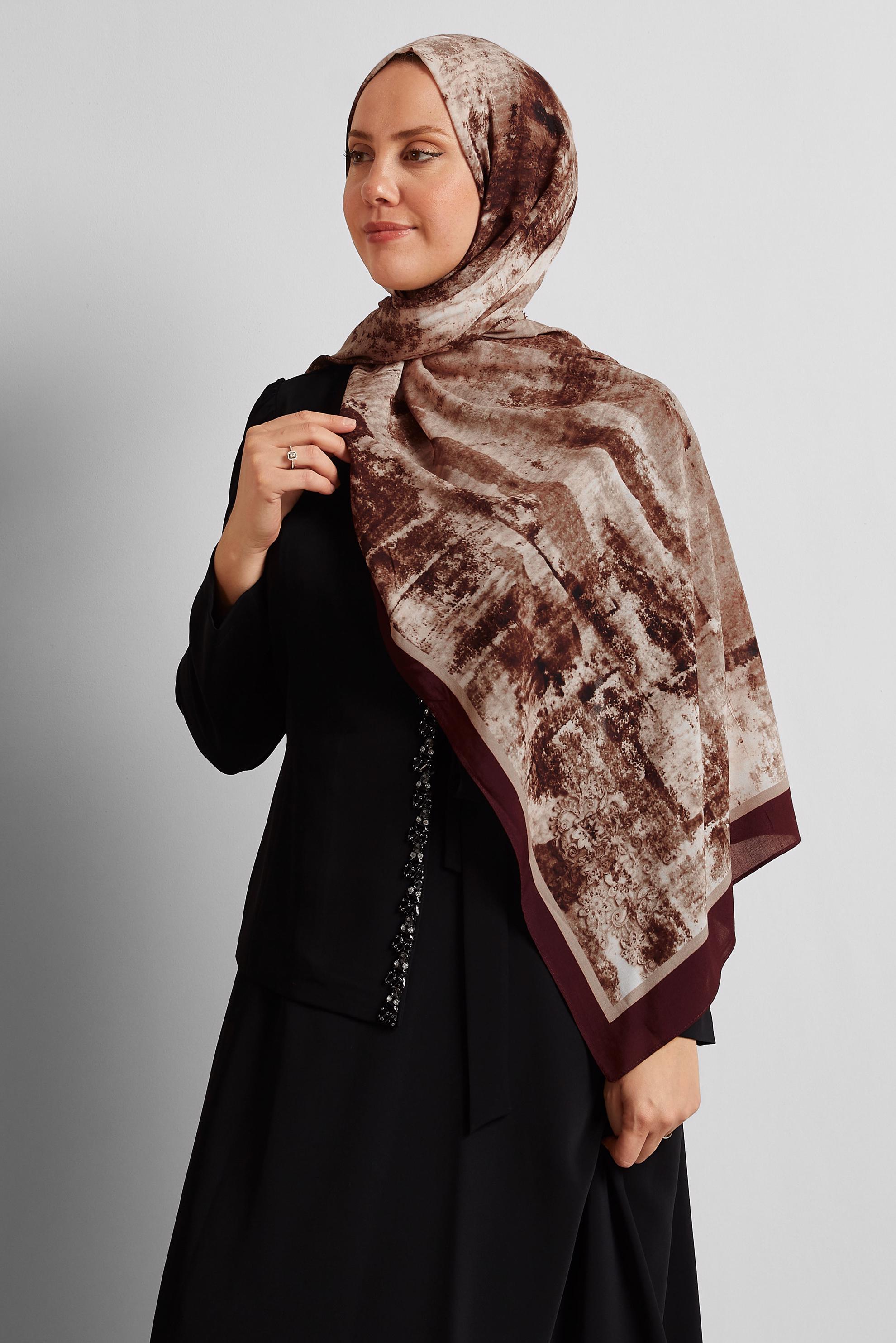 Tesettür giyim KAHVE ALVİNA PAMUK VİSKON ŞAL 8554
