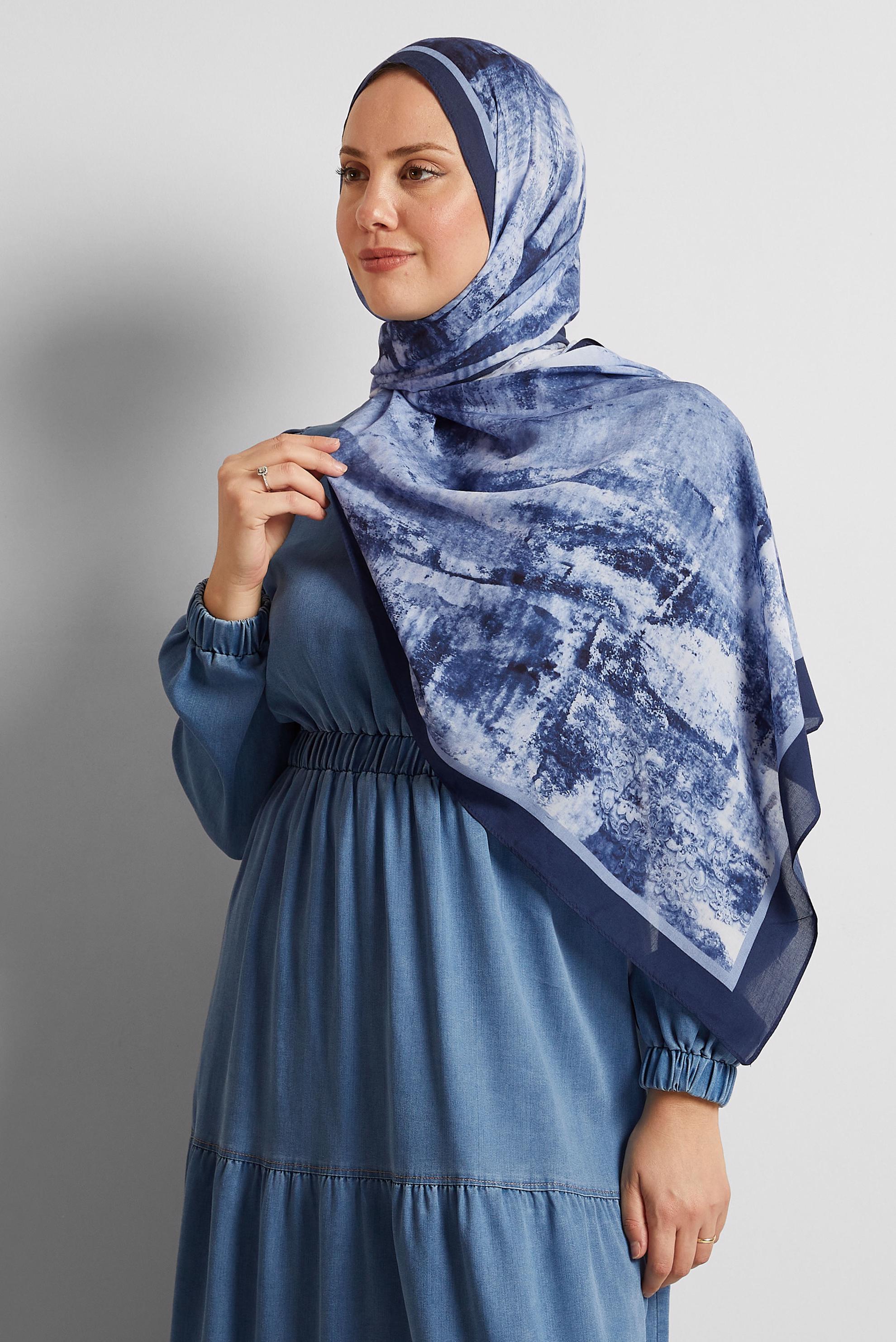 Tesettür giyim LACİVERT ALVİNA PAMUK VİSKON ŞAL 8554