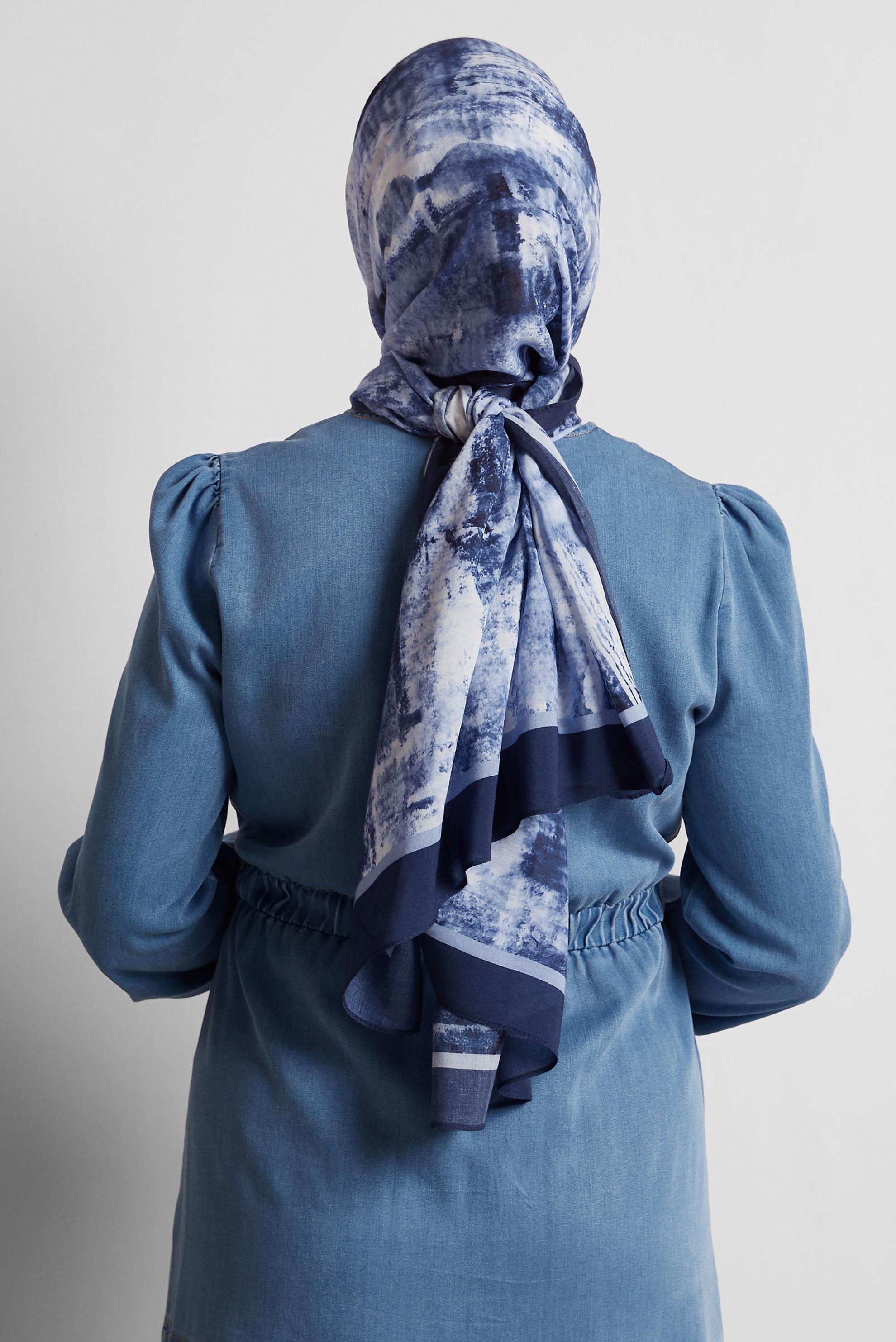 Tesettür giyim LACİVERT ALVİNA PAMUK VİSKON ŞAL 8554