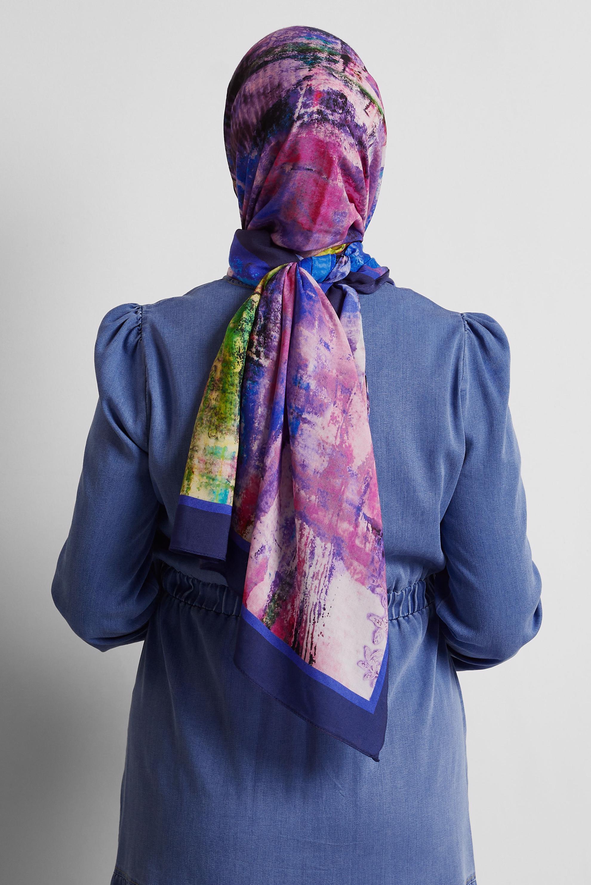 Tesettür giyim LACİVERT ALVİNA PAMUK VİSKON ŞAL 8554