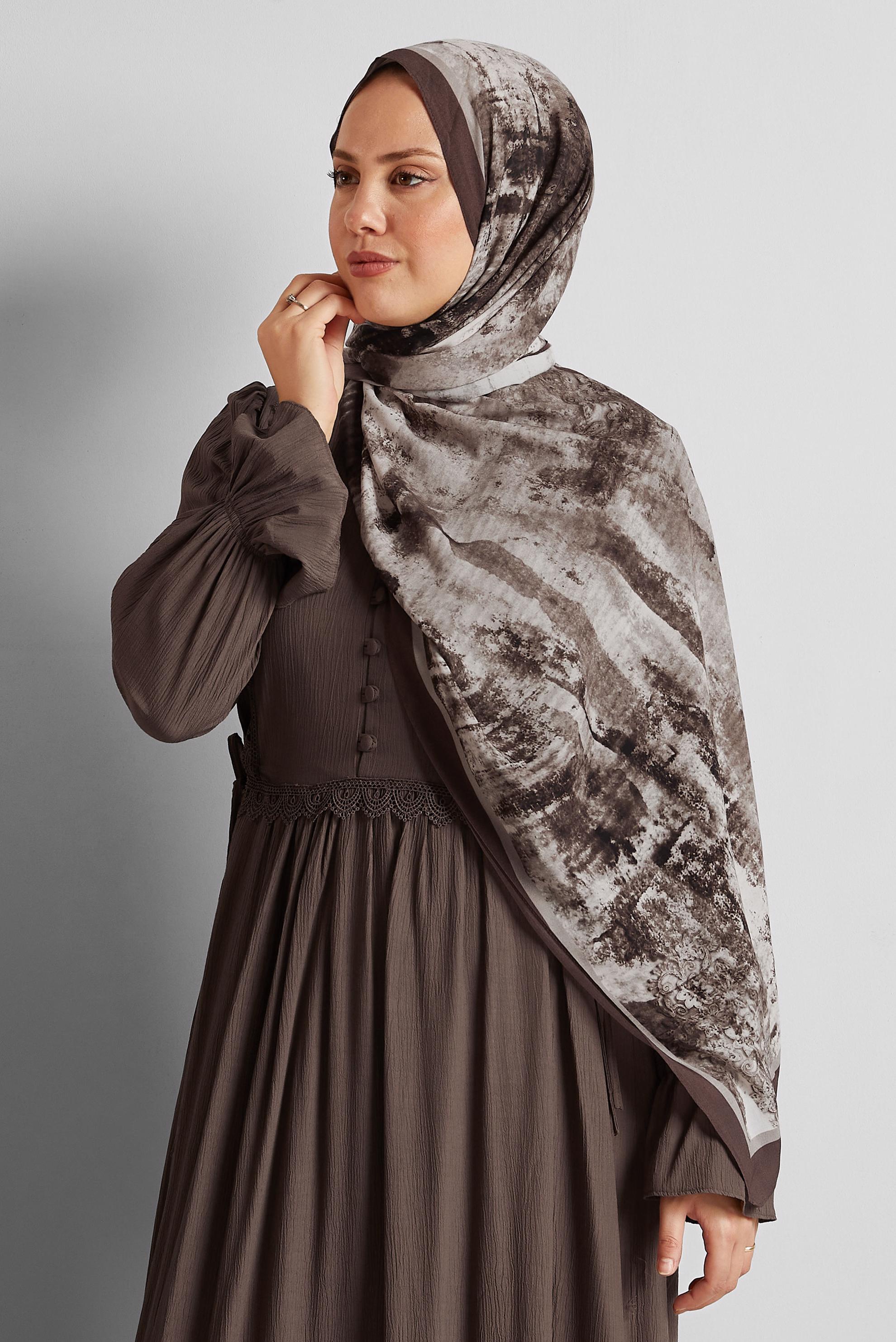 Tesettür giyim VİZON ALVİNA PAMUK VİSKON ŞAL 8554