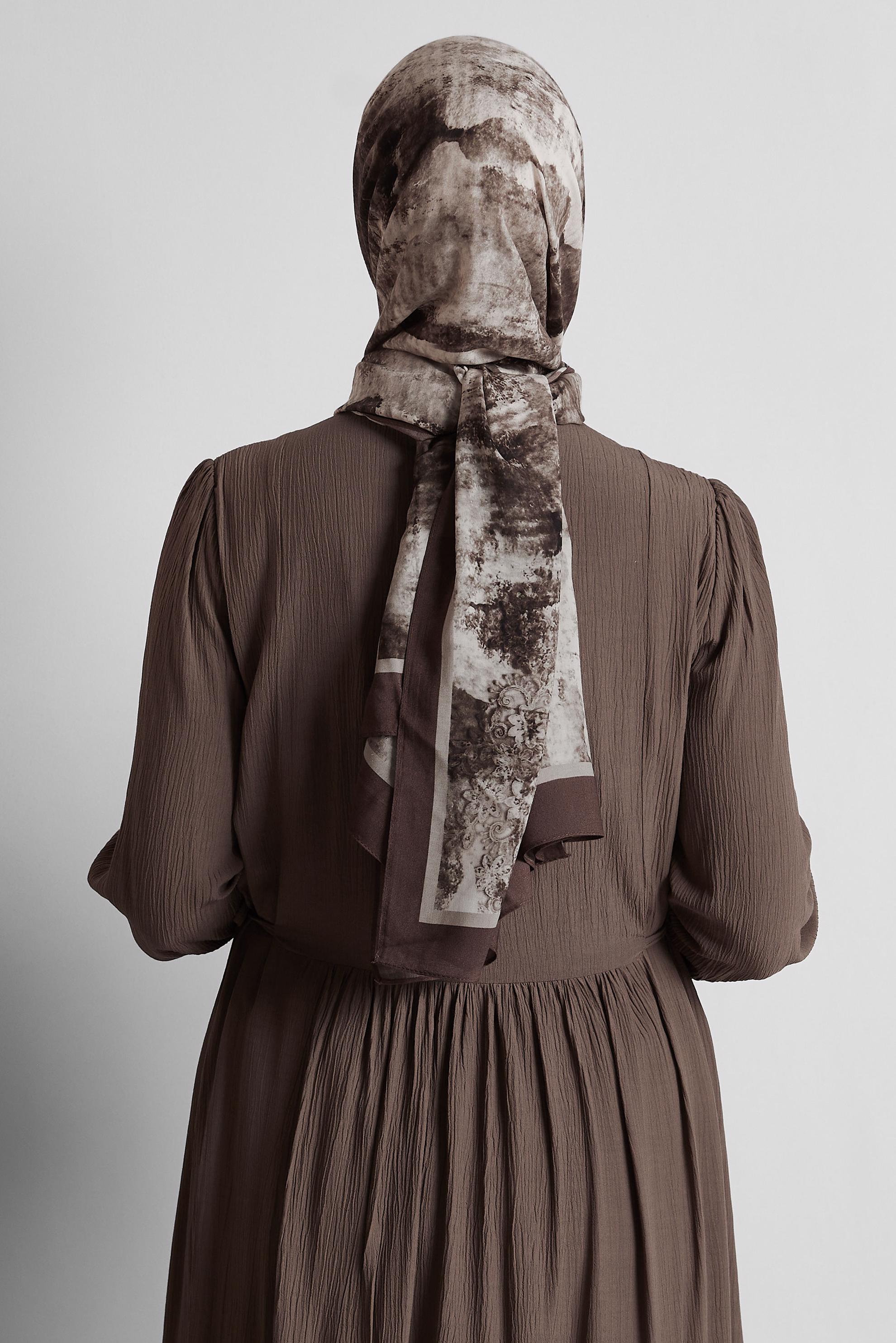 Tesettür giyim VİZON ALVİNA PAMUK VİSKON ŞAL 8554