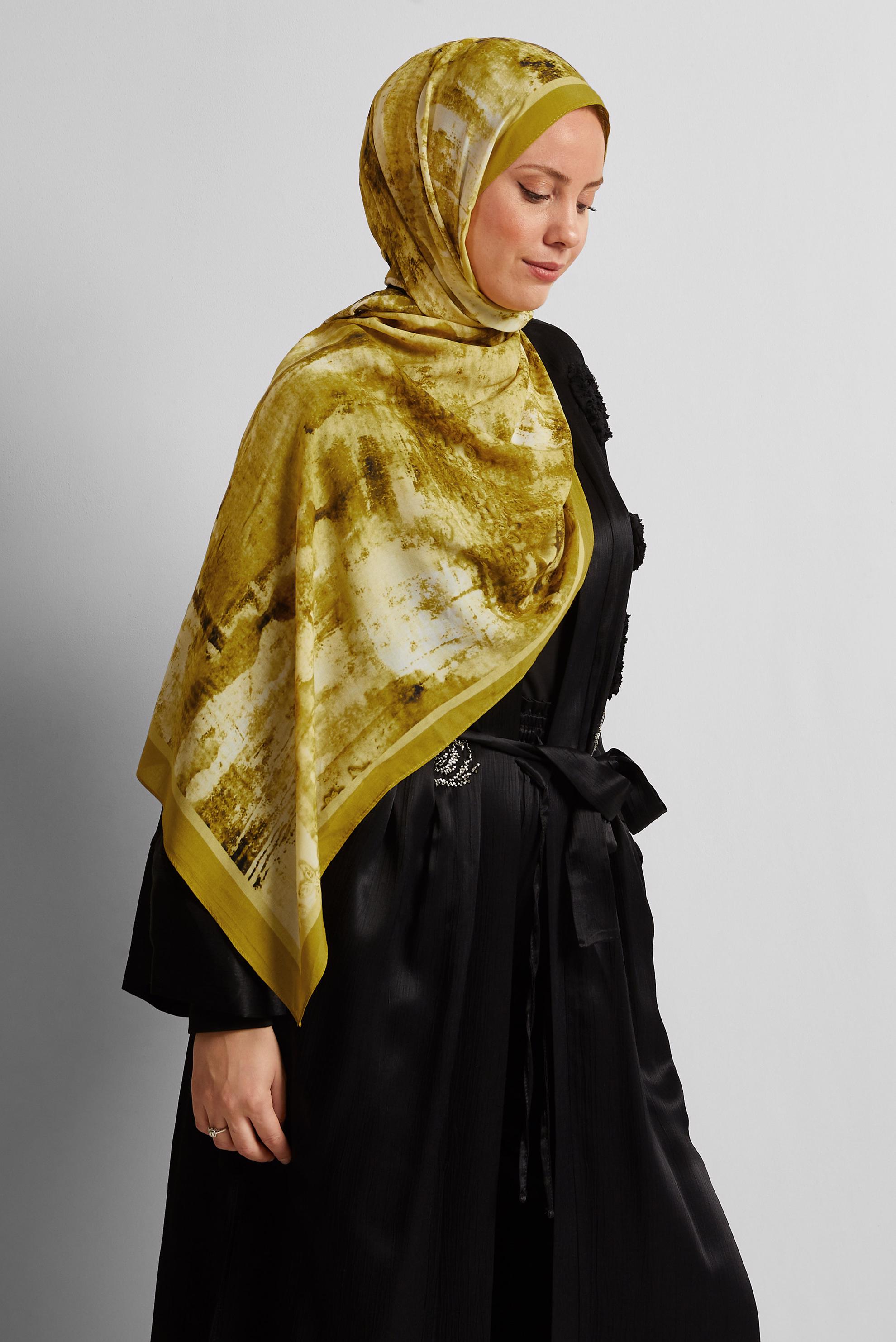 Tesettür giyim YEŞİL ALVİNA PAMUK VİSKON ŞAL 8554