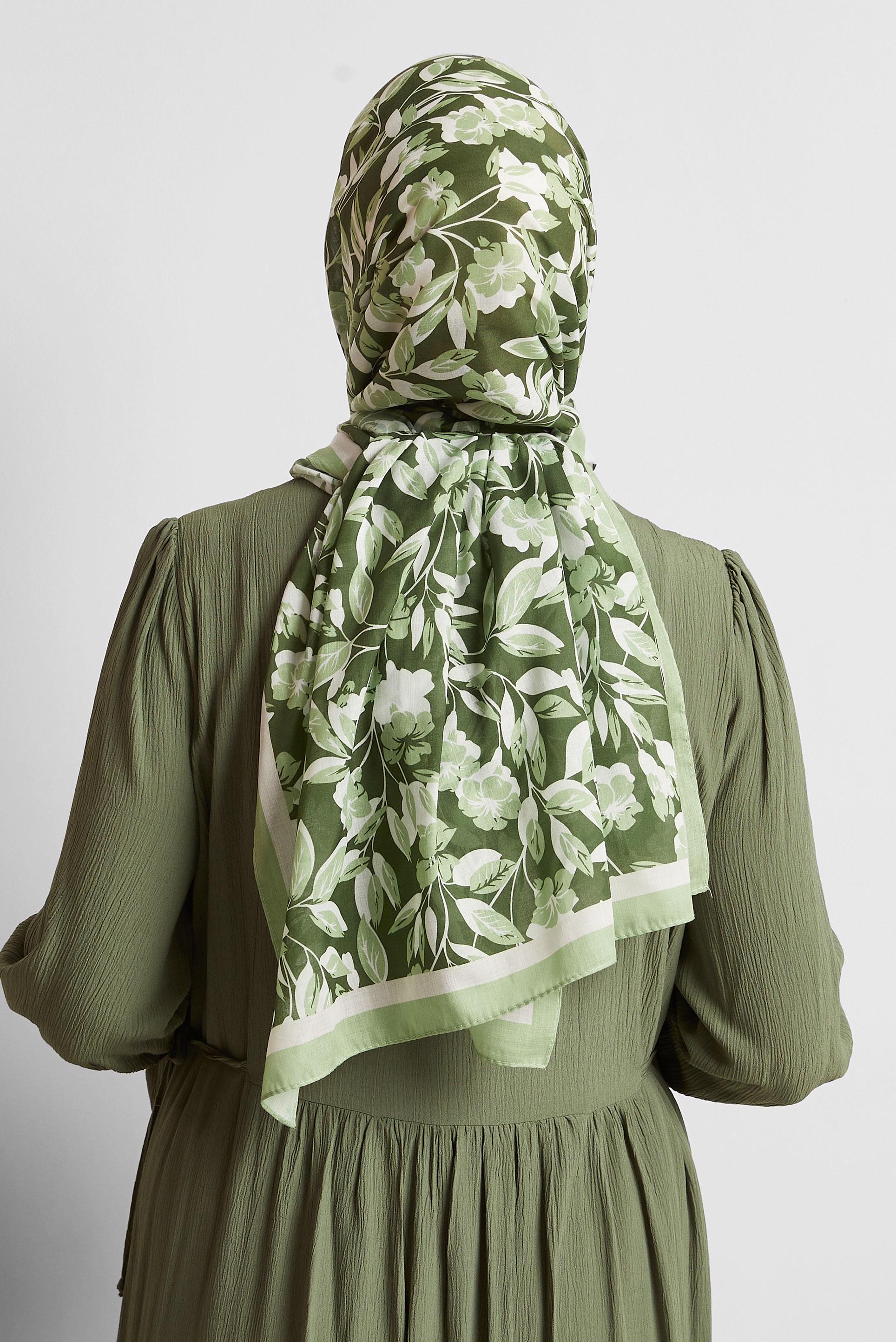 Tesettür giyim YEŞİL ALVİNA ŞAL 8555