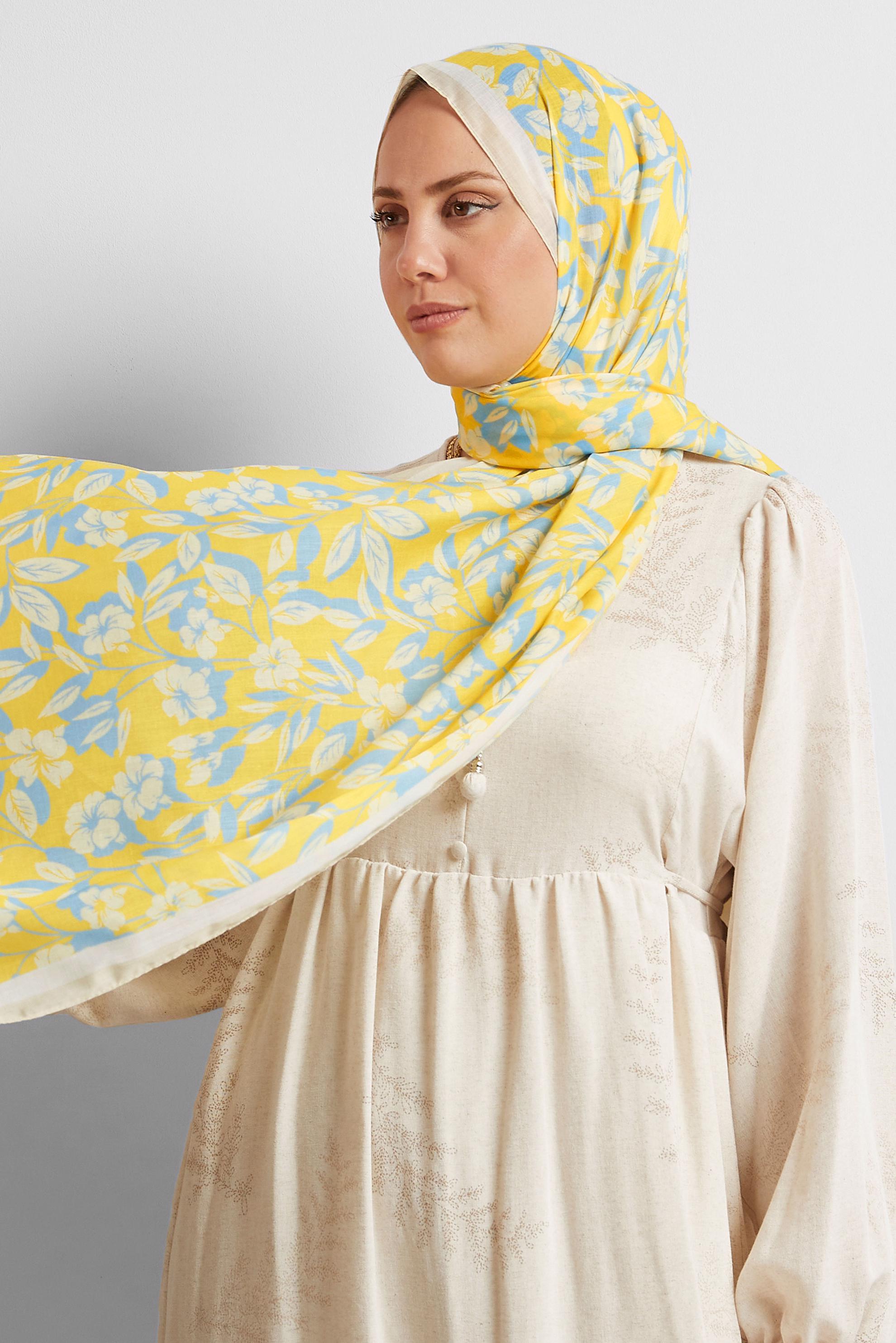 Tesettür giyim SARI ALVİNA ŞAL 8555