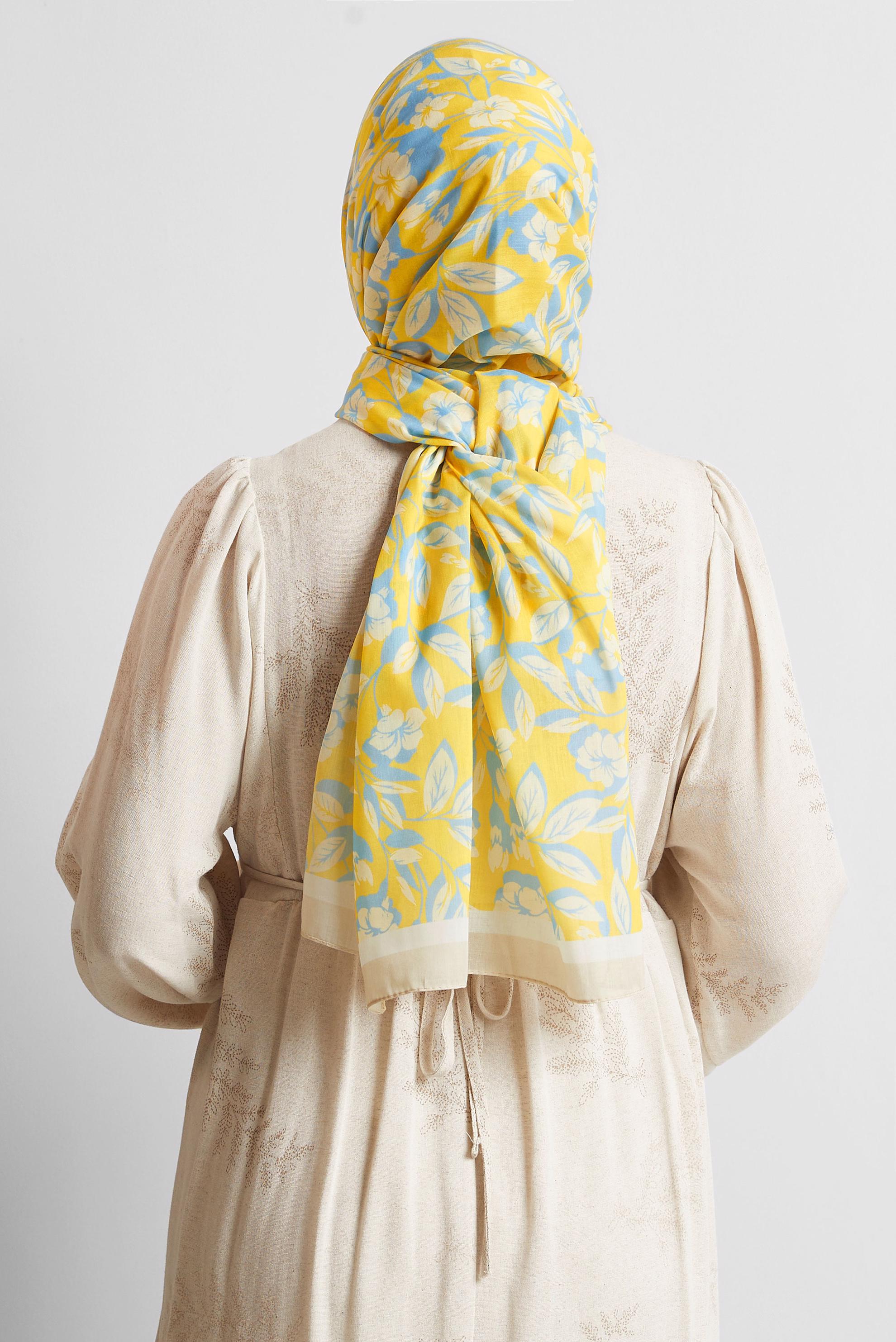 Tesettür giyim SARI ALVİNA ŞAL 8555