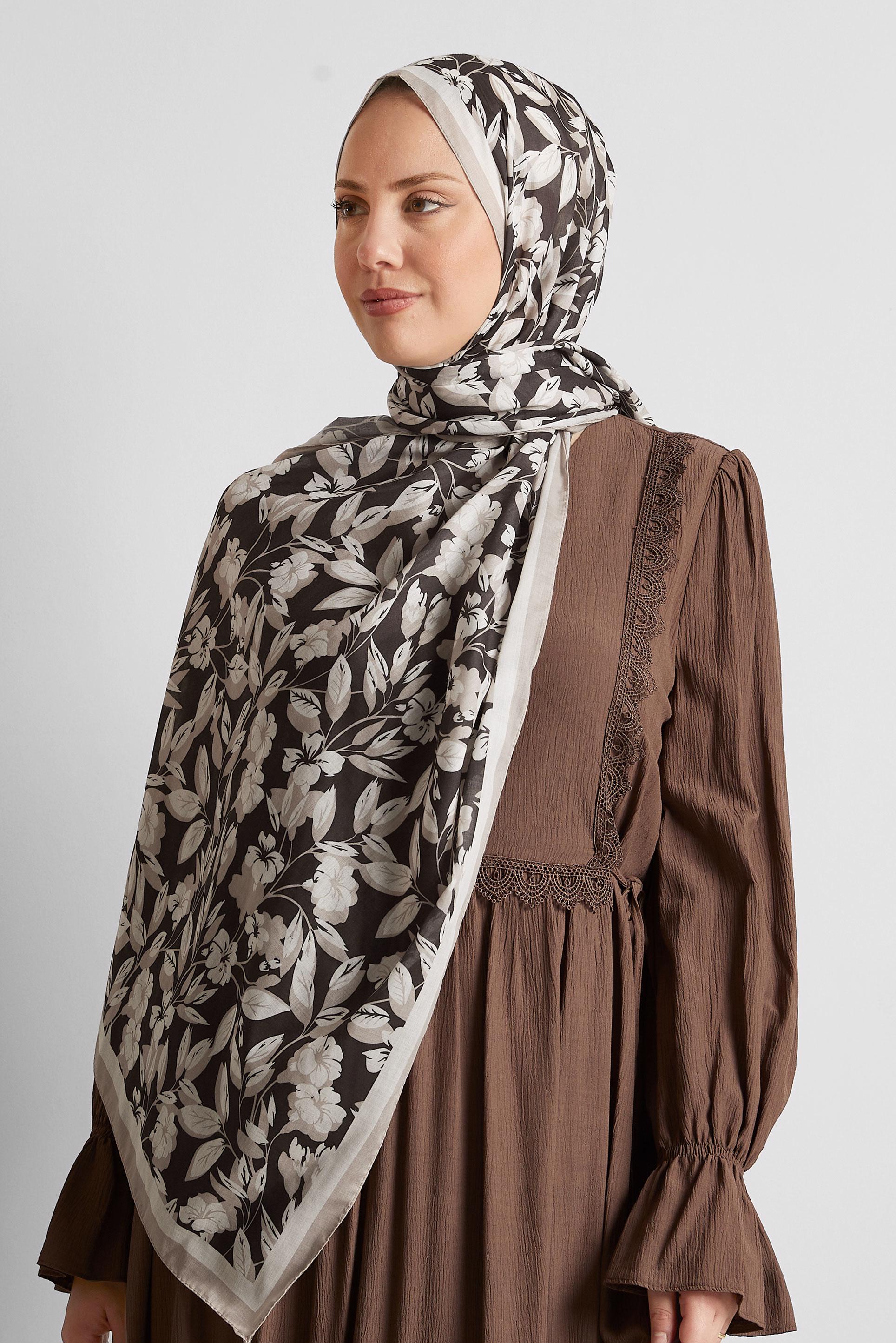 Tesettür giyim KAHVE ALVİNA ŞAL 8555