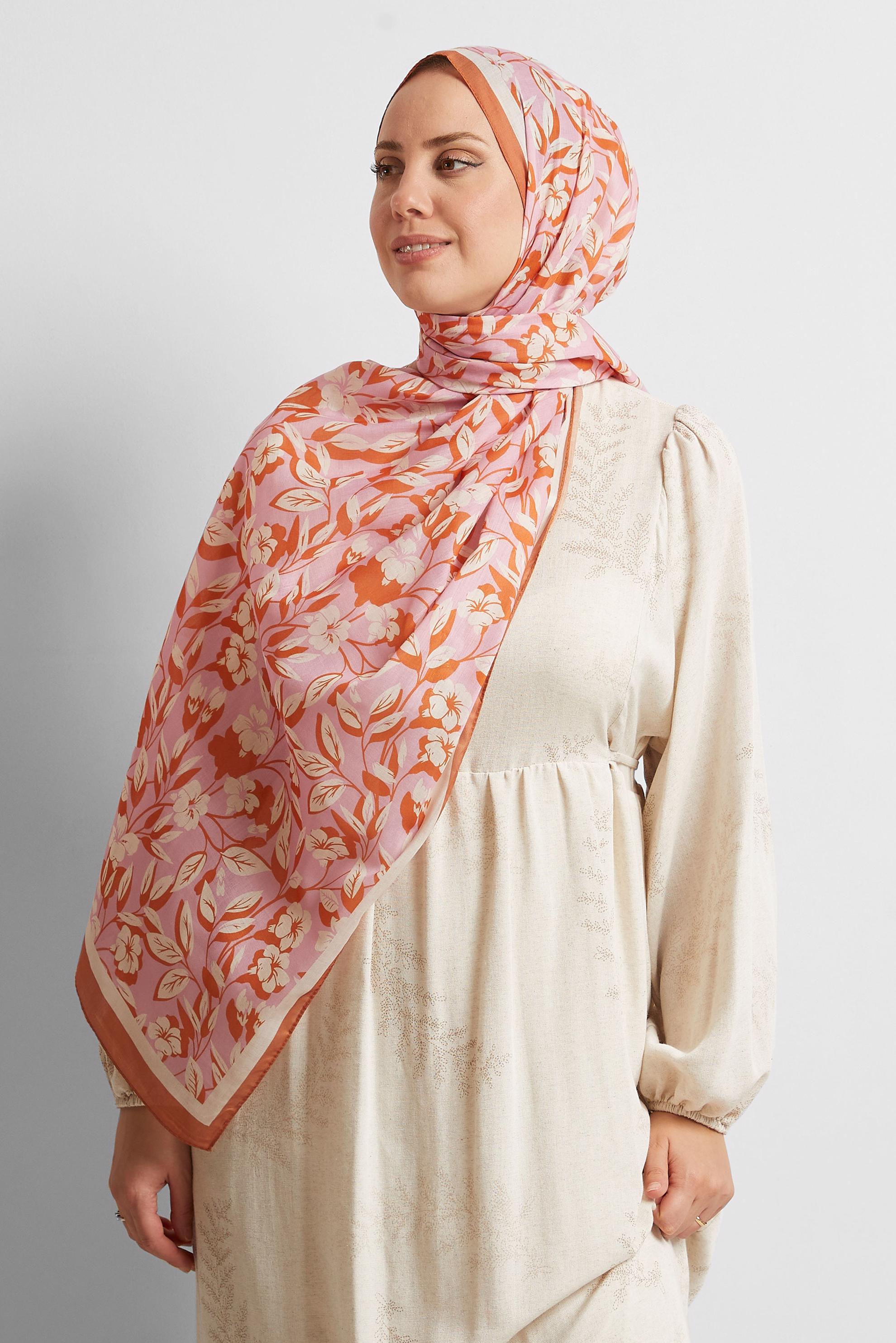 Tesettür giyim PEMBE ALVİNA ŞAL 8555