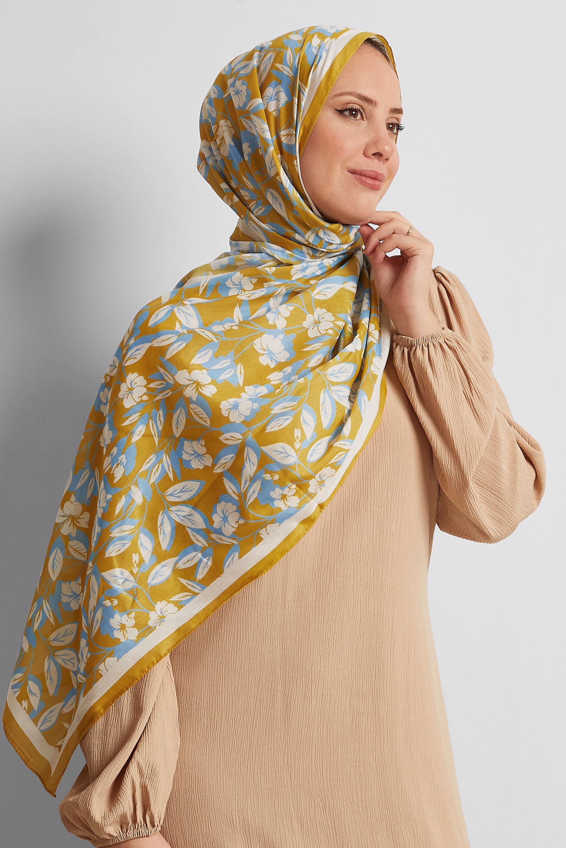 Tesettür giyim SARI ALVİNA ŞAL 8555
