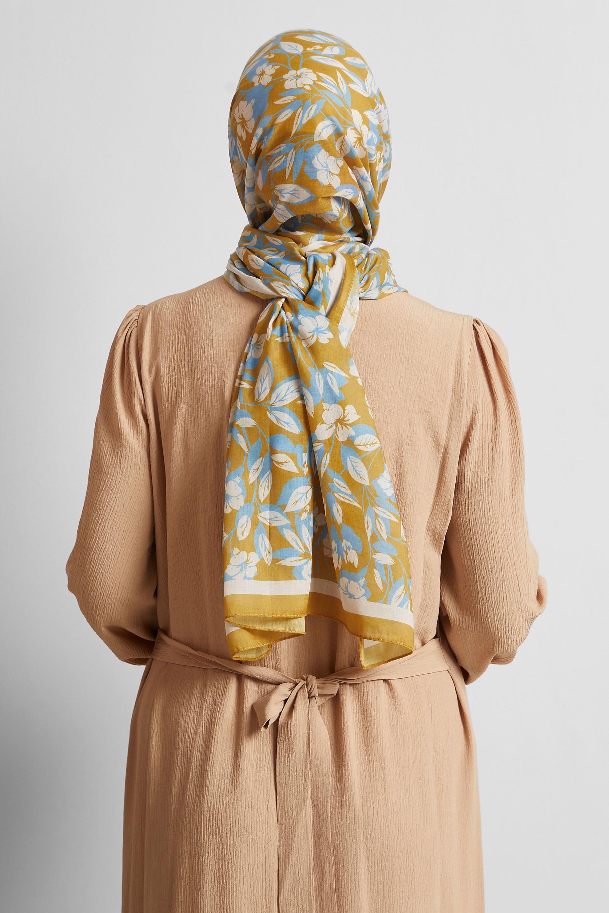 Tesettür giyim SARI ALVİNA ŞAL 8555