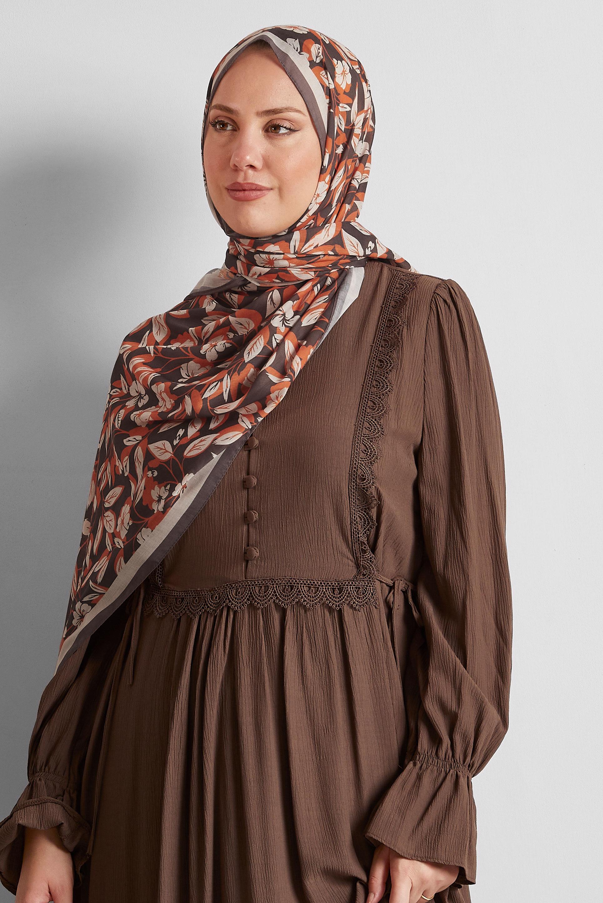 Tesettür giyim VİZON ALVİNA ŞAL 8555