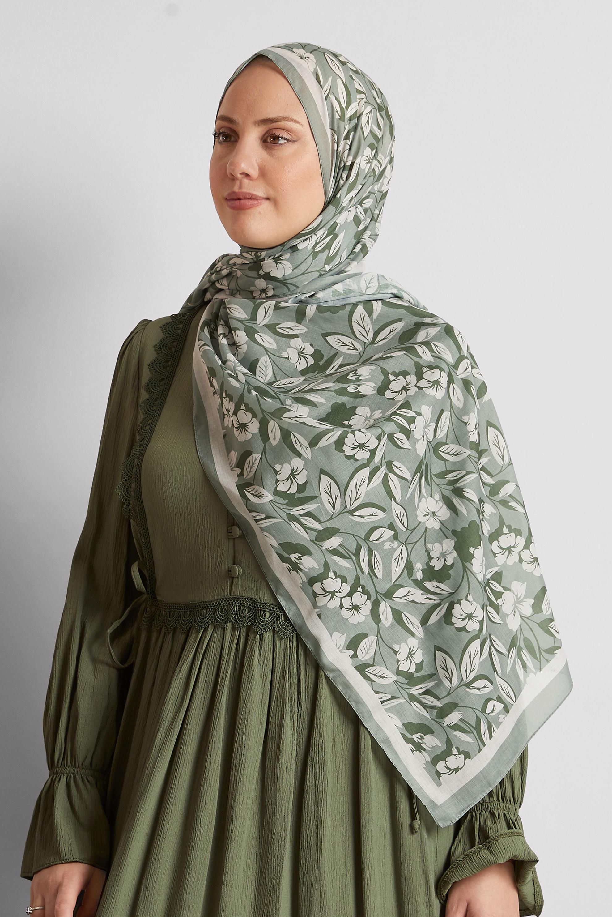 Tesettür giyim YEŞİL ALVİNA ŞAL 8555